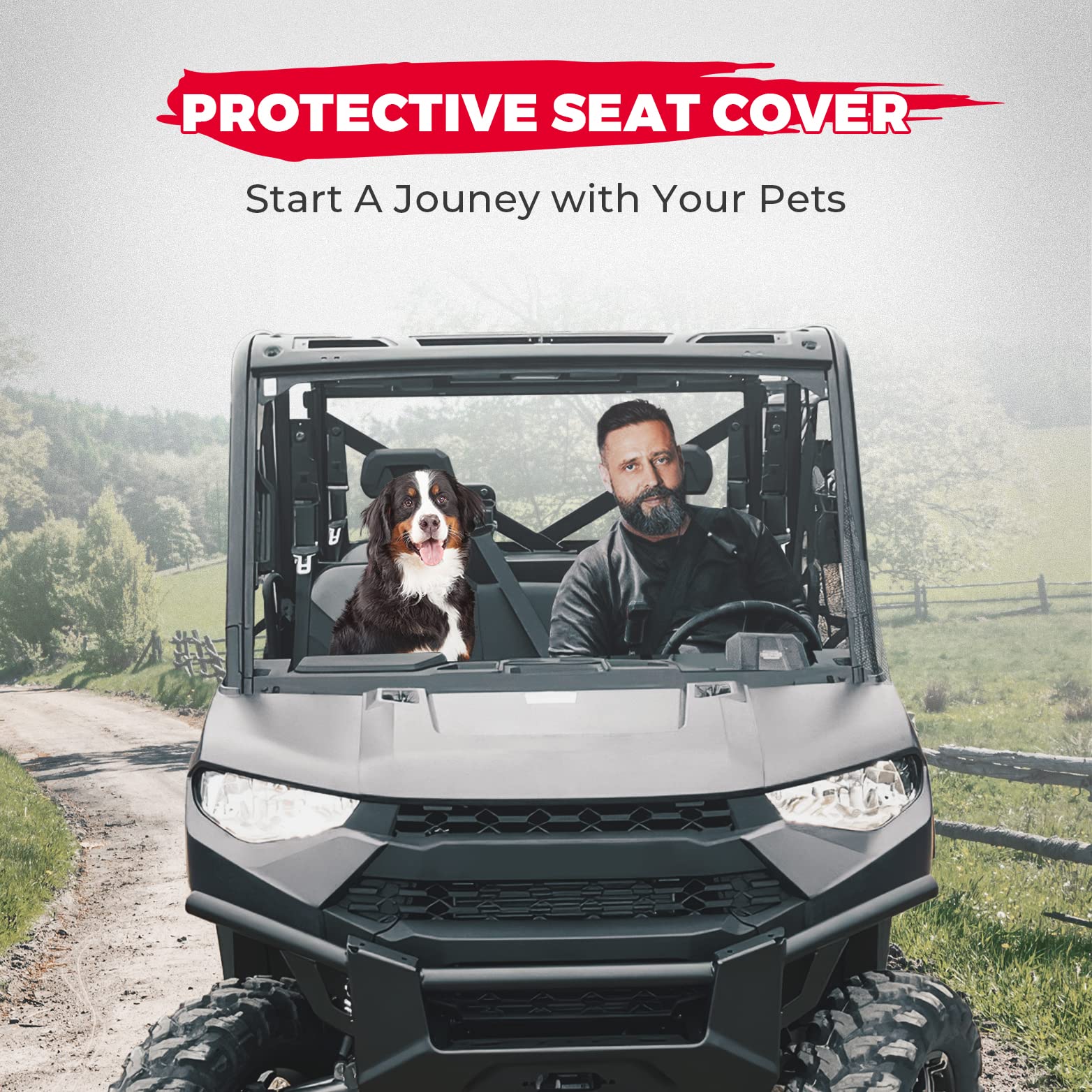 Photo of UTV Front & Rear Seat Covers for Polaris Ranger Crew XP 1000 by Kemimoto - Premium for UTVs / Side by Sides