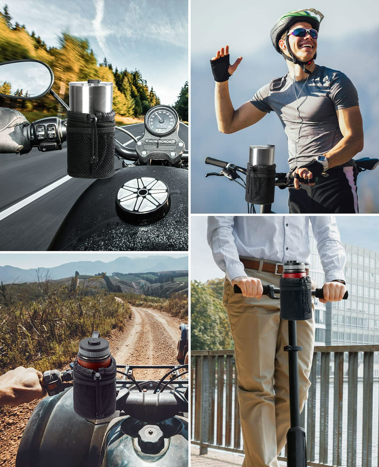 Photo of Universal Oxford Fabric Cup Holder with 0.6"-1.5" Alligator Clamp by Kemimoto - Premium for UTVs / Side by Sides