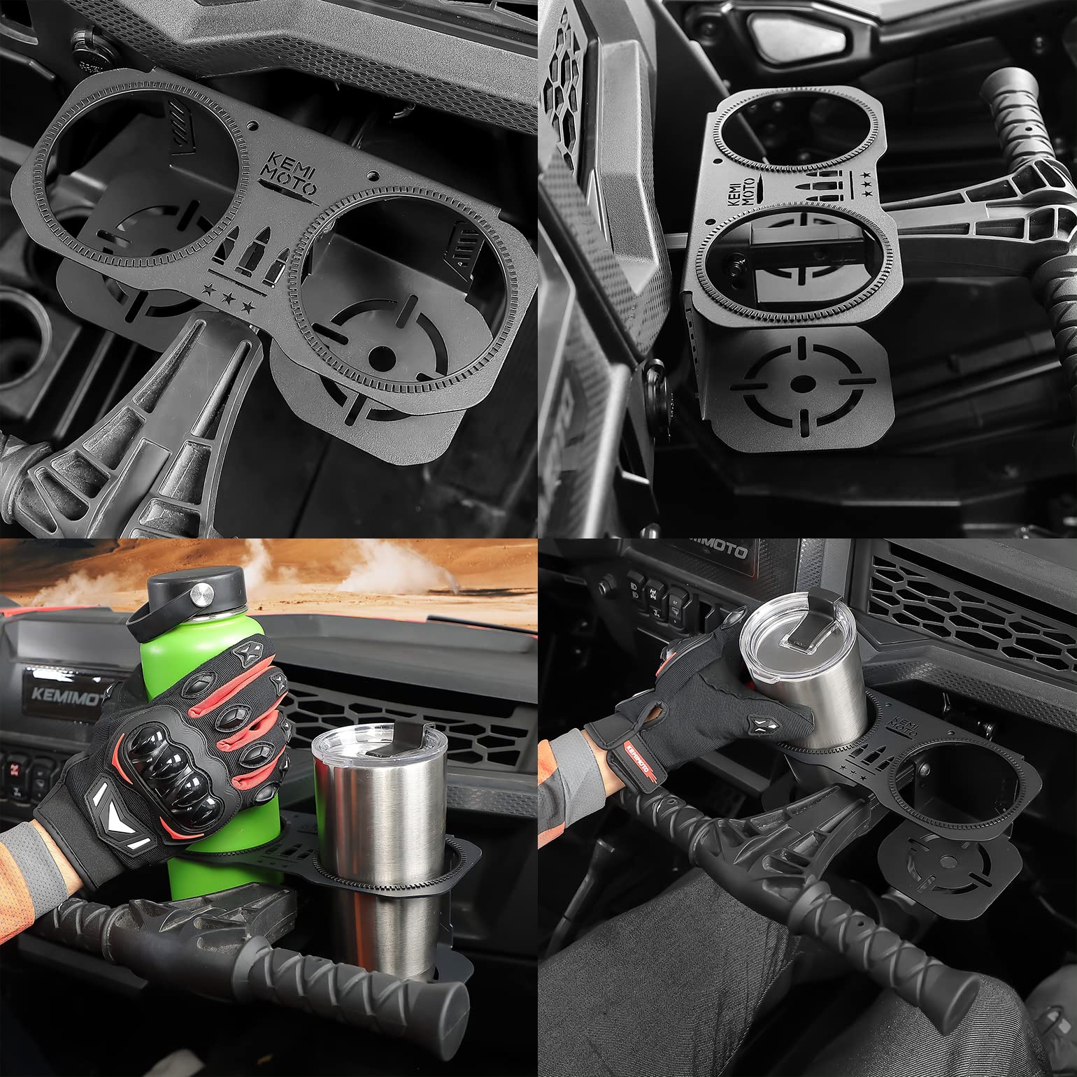 Photo of Upgrade Stable Garb Bar Cup Holder for Polaris RZR XP by Kemimoto - Premium for UTVs / Side by Sides