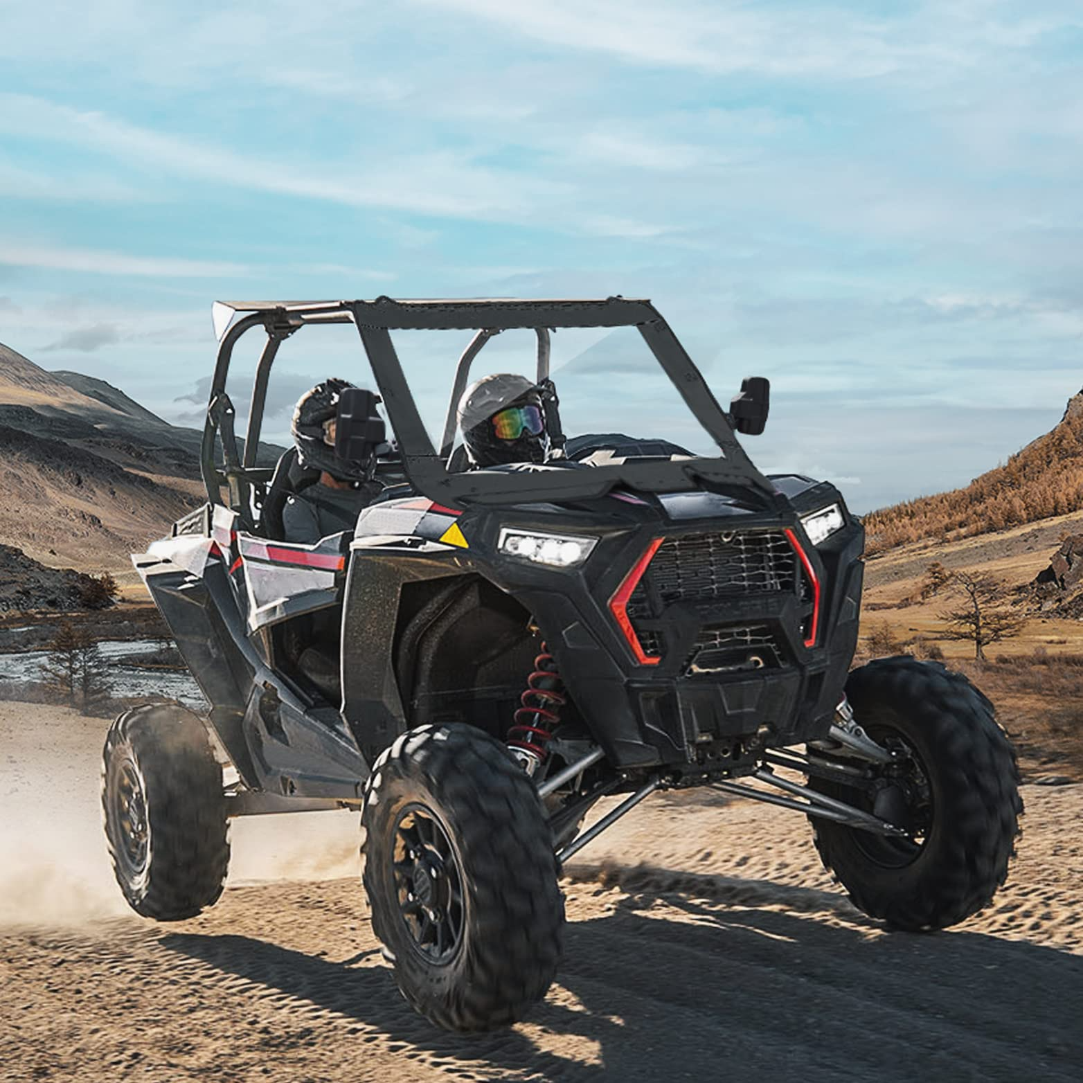 Photo of Upgrate UTV Front Soft Clear Windshield for Polaris RZR XP 1000/ XP 4 1000 by Kemimoto - Premium for UTVs / Side by Sides