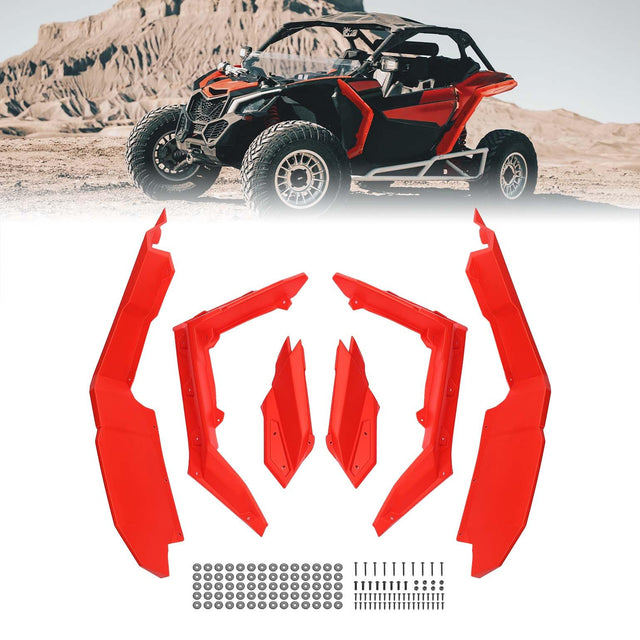 Photo of Red Fender Flares for Can-Am Maverick X3 / X3 MAX by Kemimoto - Premium for UTVs / Side by Sides