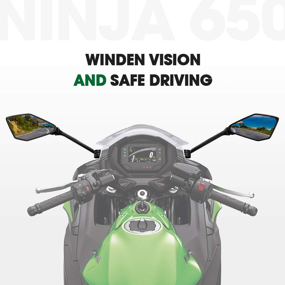 Photo of Motorcycle Mirrors Rear View for Ninja 650R by Kemimoto - Premium for UTVs / Side by Sides