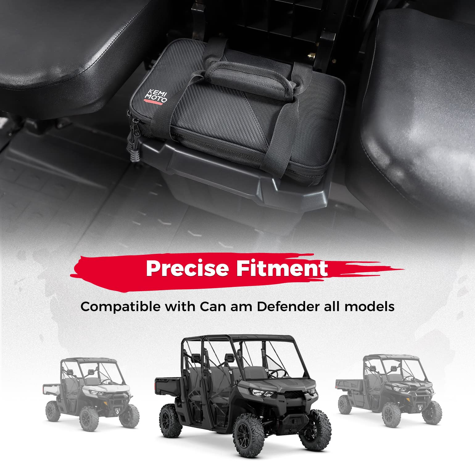 Photo of Underseat Storage Bin with Insulated Ice Cooler Bag for Can-Am Defender by Kemimoto - Premium for UTVs / Side by Sides