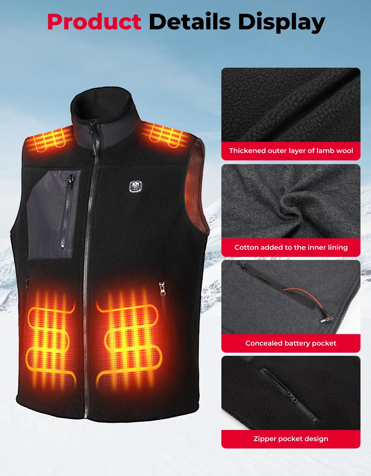 Photo of Heated Vest by Voice and APP Temp Control with Battery Pack by Kemimoto - Premium for UTVs / Side by Sides
