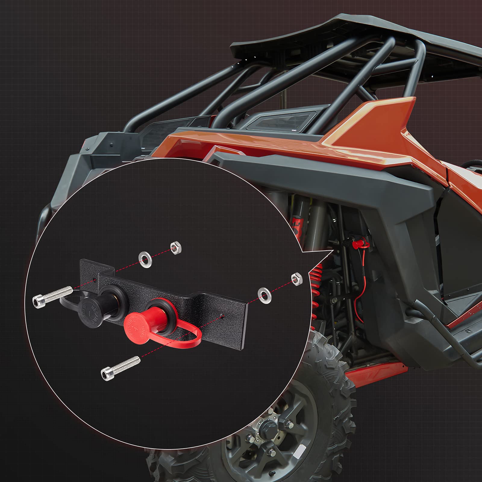 Photo of Universal Battery Jump Post Starter Terminal Relocation Kit for Can-Am Maverick X3, Polaris by Kemimoto - Premium for UTVs / Side by Sides