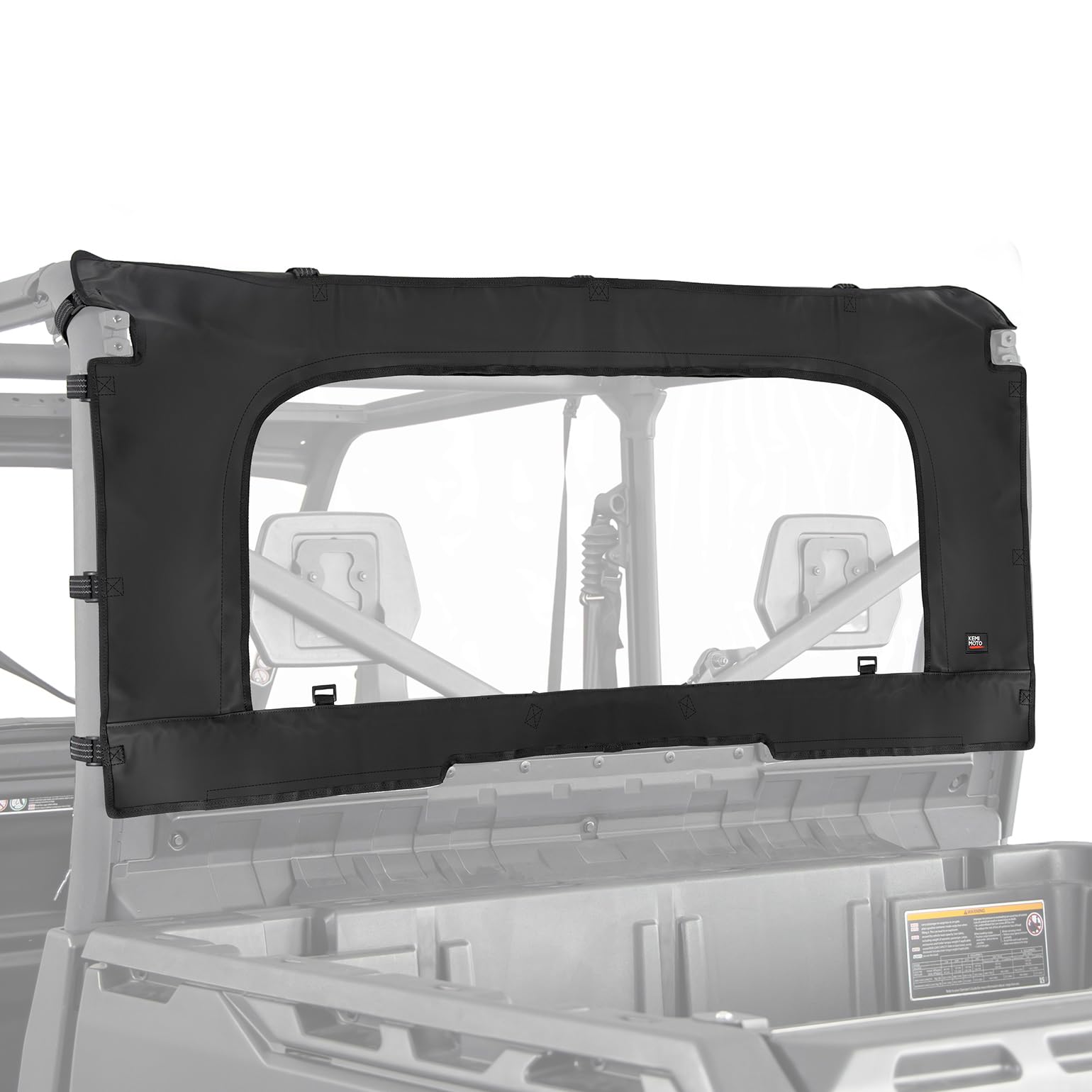 Photo of Soft Rear Windshield with Zipper for Can-Am Defender HD10|9|8|7|5 by Kemimoto - Premium for UTVs / Side by Sides