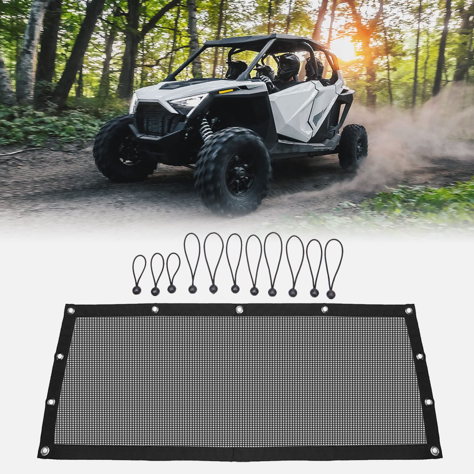 Photo of Soft Rear Window Net Mesh for Polaris RZR PRO XP by Kemimoto - Premium for UTVs / Side by Sides