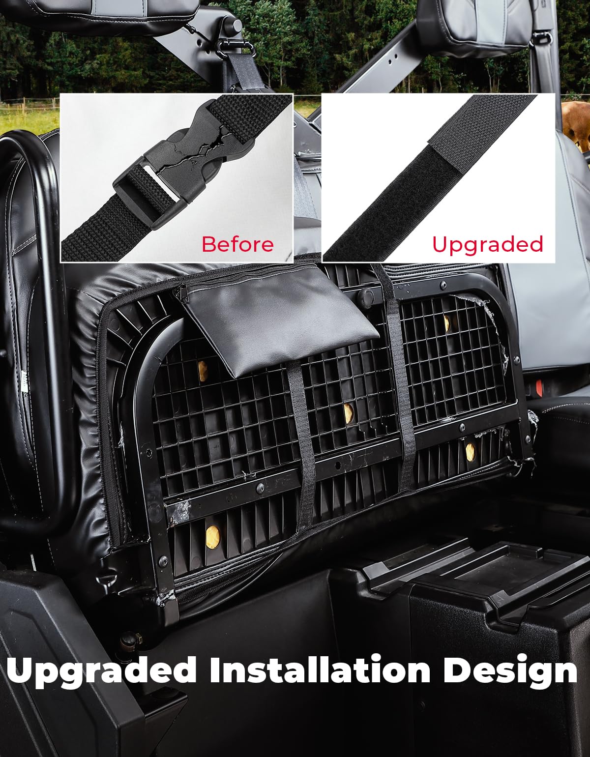 Photo of UTV Leather Seat Covers with Pocket for Polaris Ranger XP 1000/Crew by Kemimoto - Premium for UTVs / Side by Sides