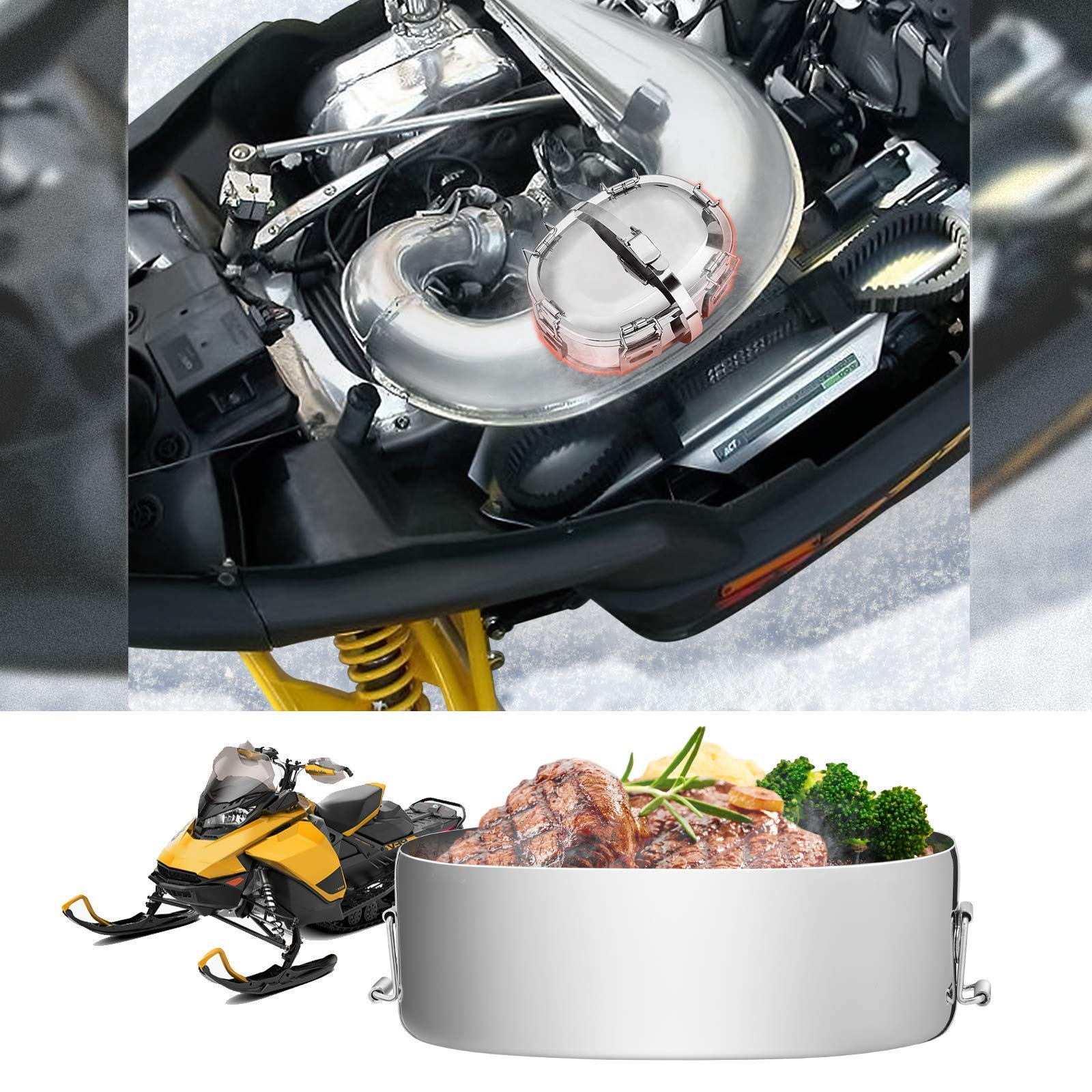 Photo of Snowmobile ATV/ UTV Exhaust Food Warmer Stainless by Kemimoto - Premium for UTVs / Side by Sides