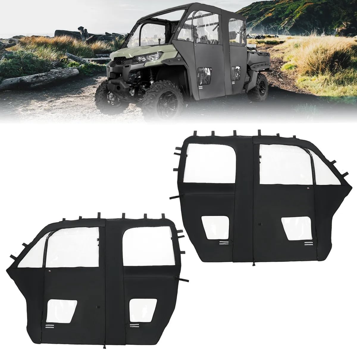 Photo of Soft Cab Enclosure Doors for Can-Am Defender Max HD10|9|8|7 by Kemimoto - Premium for UTVs / Side by Sides