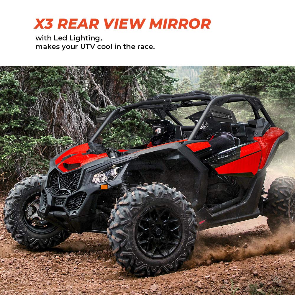 Photo of One Pair LED Side Mirrors for Can-Am Maverick X3 | X3 MAX by Kemimoto - Premium for UTVs / Side by Sides
