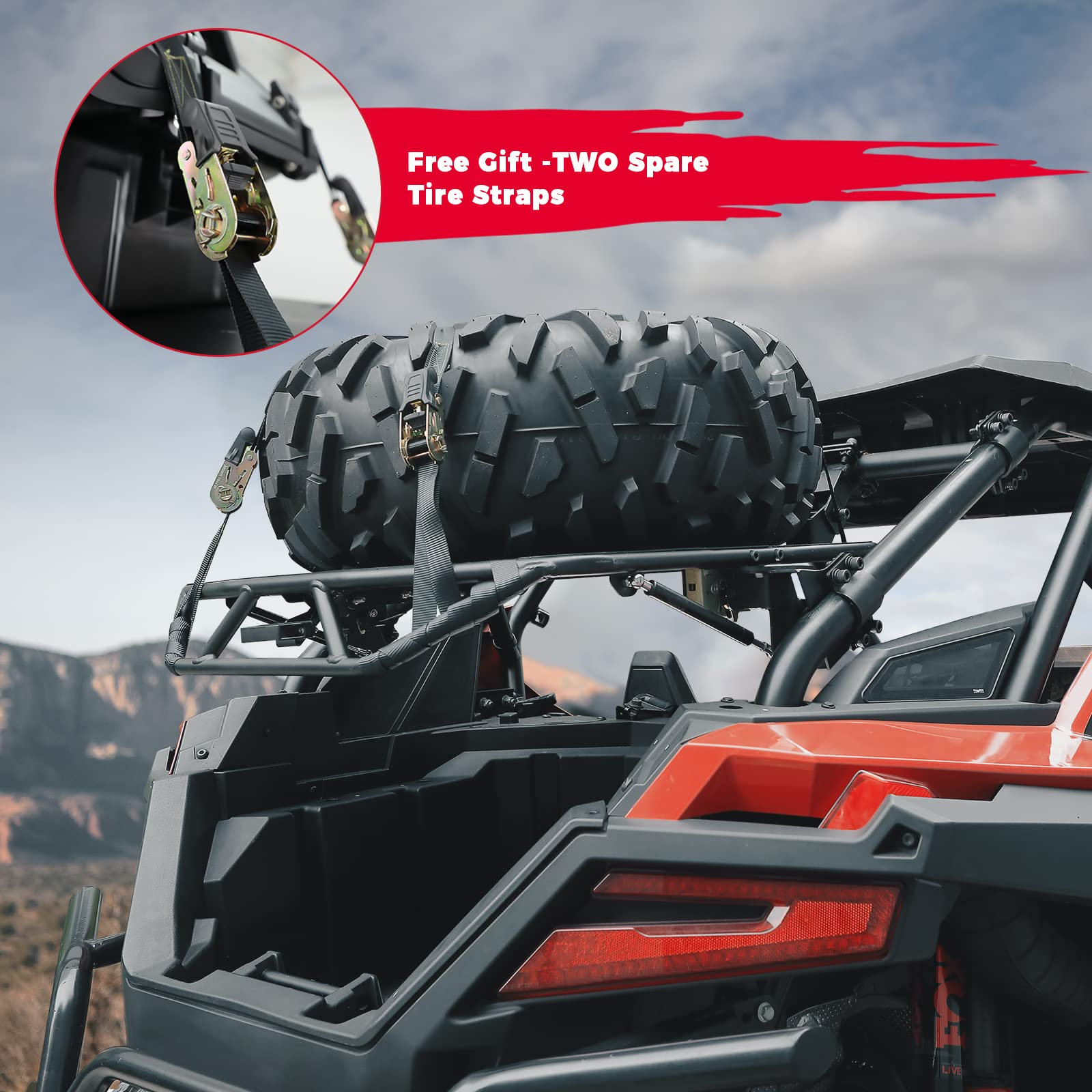 Photo of Storage Cargo Tire Rack for Polaris RZR PRO XP (2020-2024) by Kemimoto - Premium for UTVs / Side by Sides
