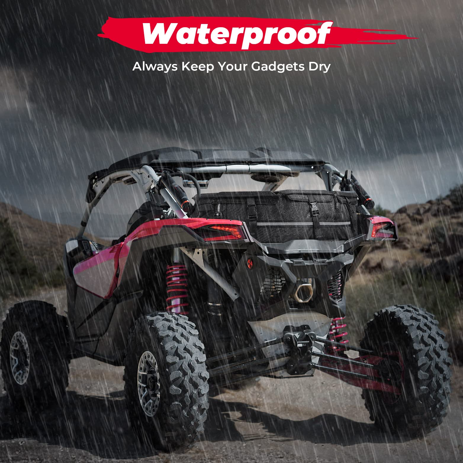 Photo of Rear Storage Bag for Can-Am Maverick X3/MAX by Kemimoto - Premium for UTVs / Side by Sides