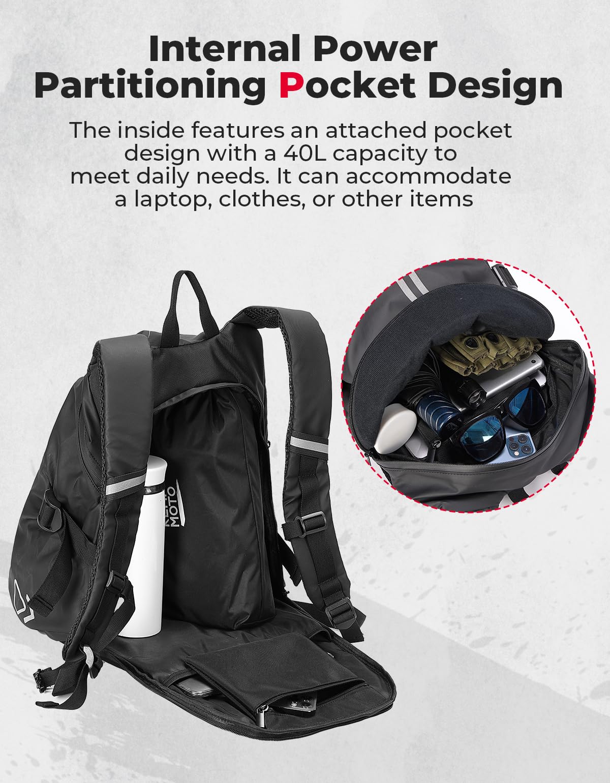 Photo of Motorcycle Backpack, 40L Waterproof Helmet Bag by Kemimoto - Premium for UTVs / Side by Sides