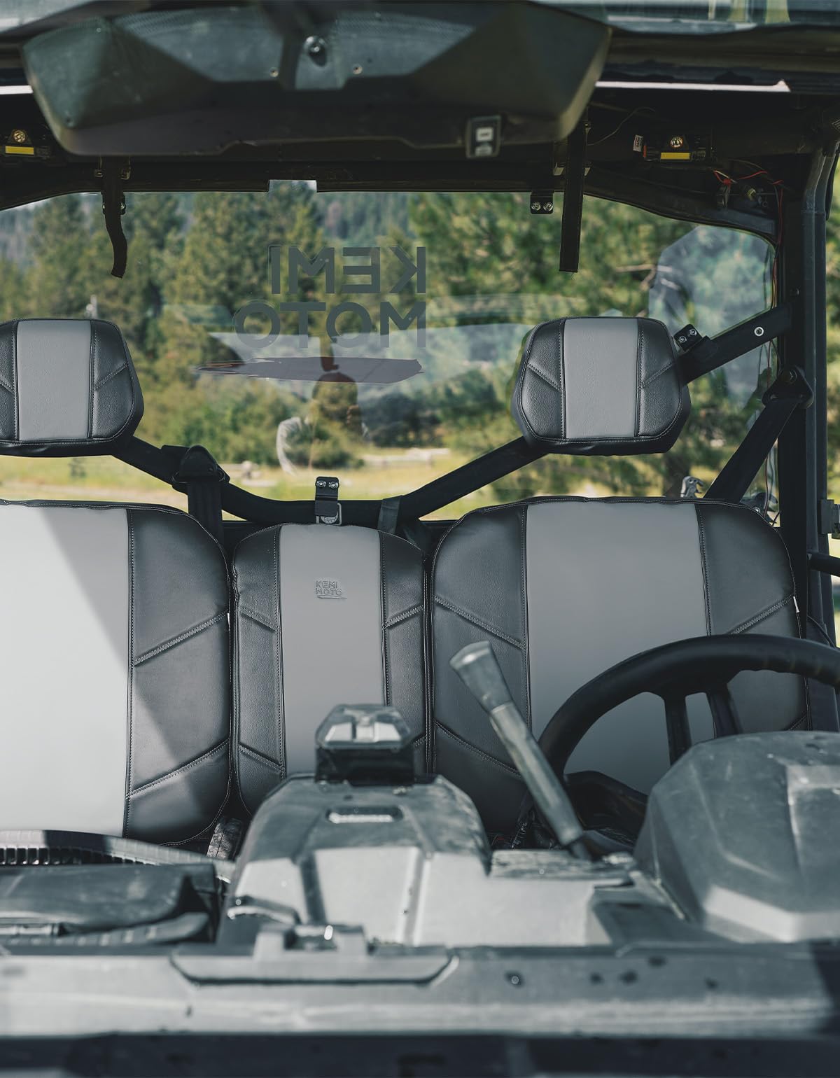 Photo of Split Bench Seat Covers Leather for Can Am Defender HD10|9|8|7 by Kemimoto - Premium for UTVs / Side by Sides