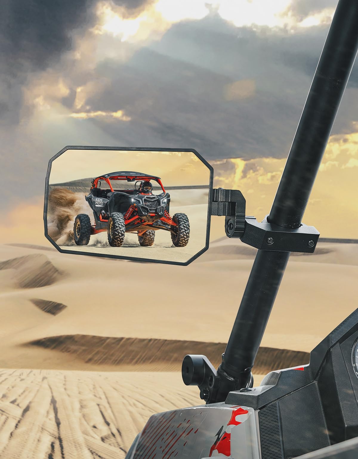 Photo of UTV Side Mirrors, Tool-free Multi-Adjustment for Can Am Maverick X3/ RZR w/ 1.65-2" Roll bar by Kemimoto - Premium for UTVs / Side by Sides