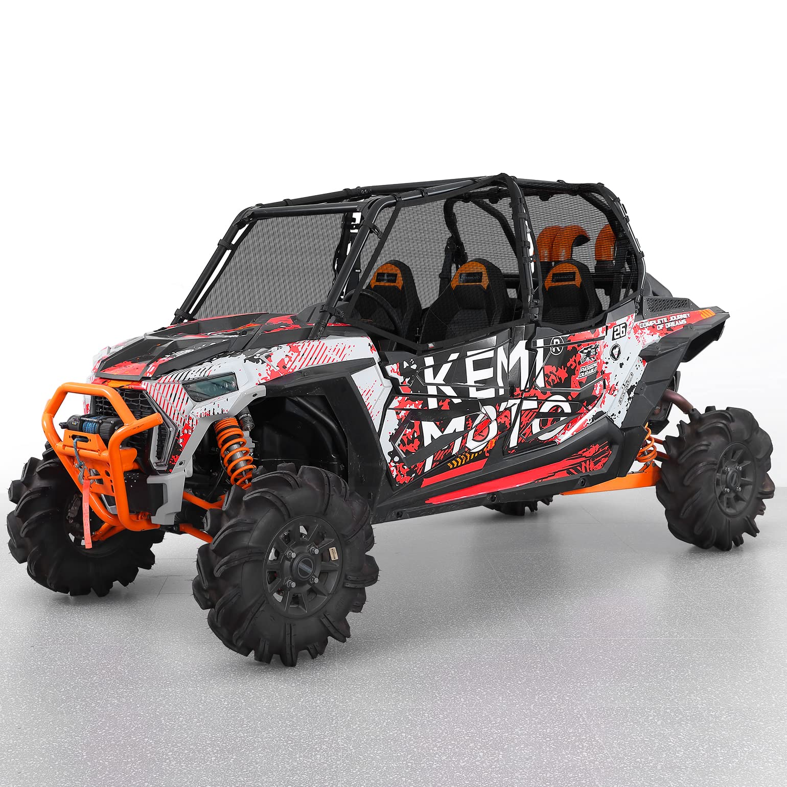 Photo of PVC Mesh Window Nets Door Nets for Polaris RZR XP 1000 4 Door 2014-2023 by Kemimoto - Premium for UTVs / Side by Sides