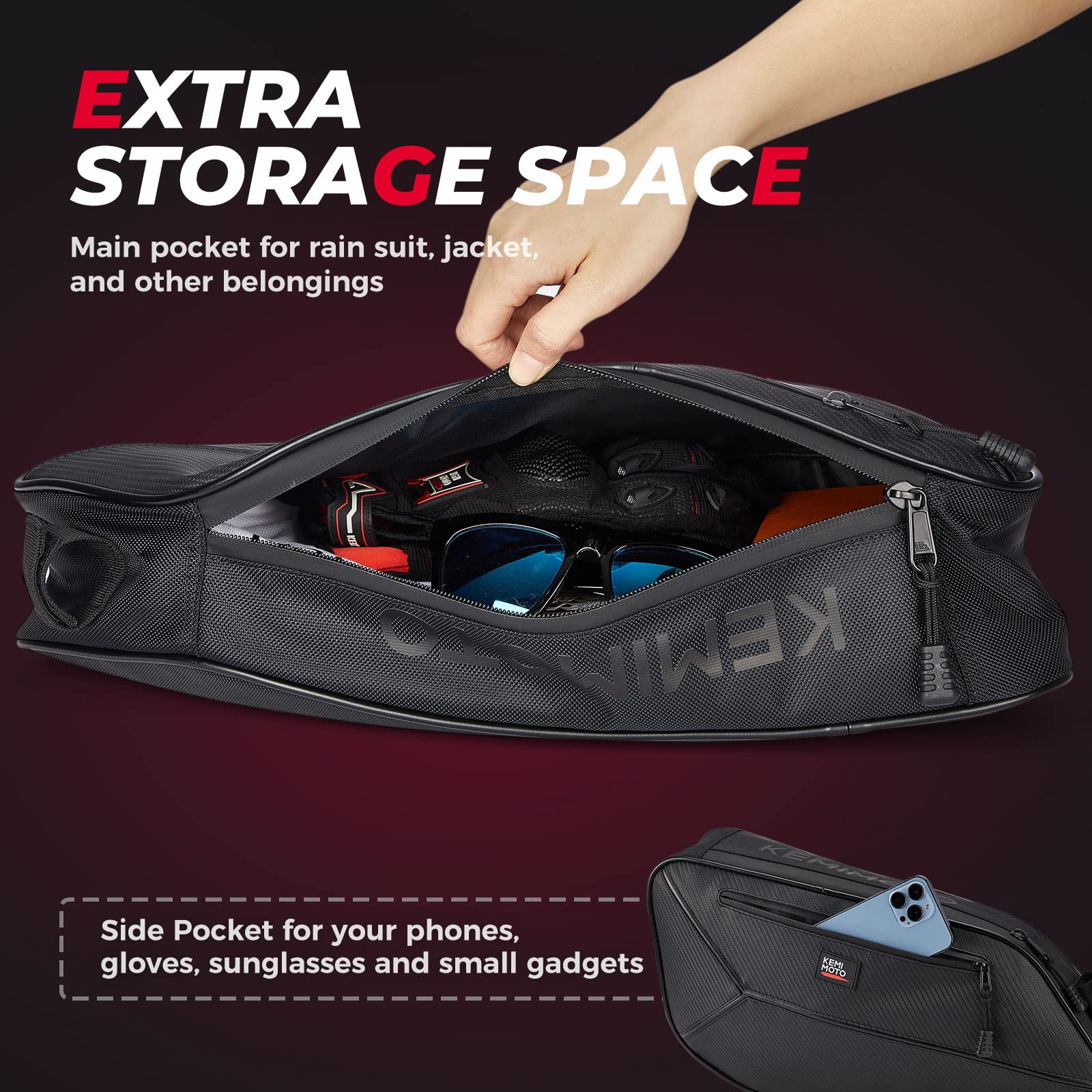 Photo of Side Storage Bags & 2pcs Dashboard Bags for Polaris Slingshot by Kemimoto - Premium for UTVs / Side by Sides