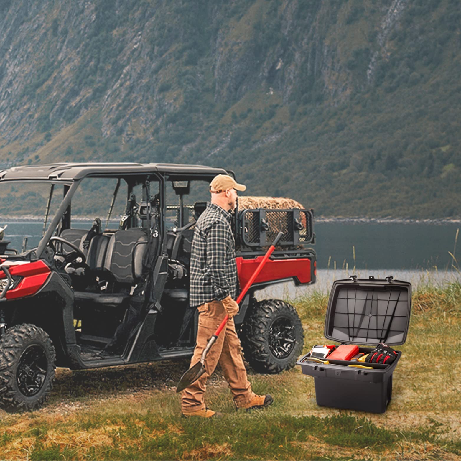 Photo of Removable 20L Cargo Storage Box for Can Am Defender HD5|7|8|9|10 by Kemimoto - Premium for UTVs / Side by Sides