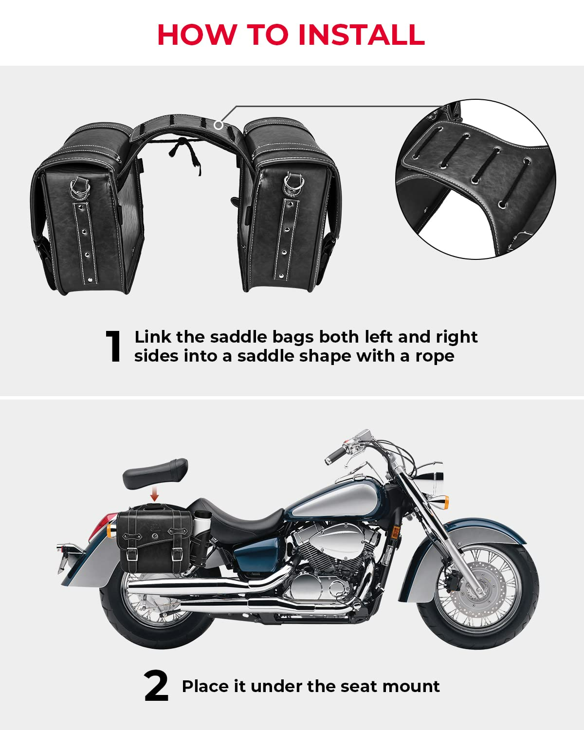 Photo of Motorcycle PU Leather Saddlebag for Softail Dyna Road King V-star Shadow by Kemimoto - Premium for UTVs / Side by Sides