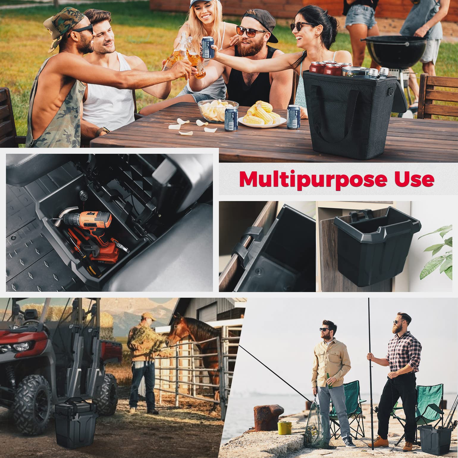 Photo of Underseat Storage Bin with Insulated Ice Cooler Bag for Can-Am Defender by Kemimoto - Premium for UTVs / Side by Sides