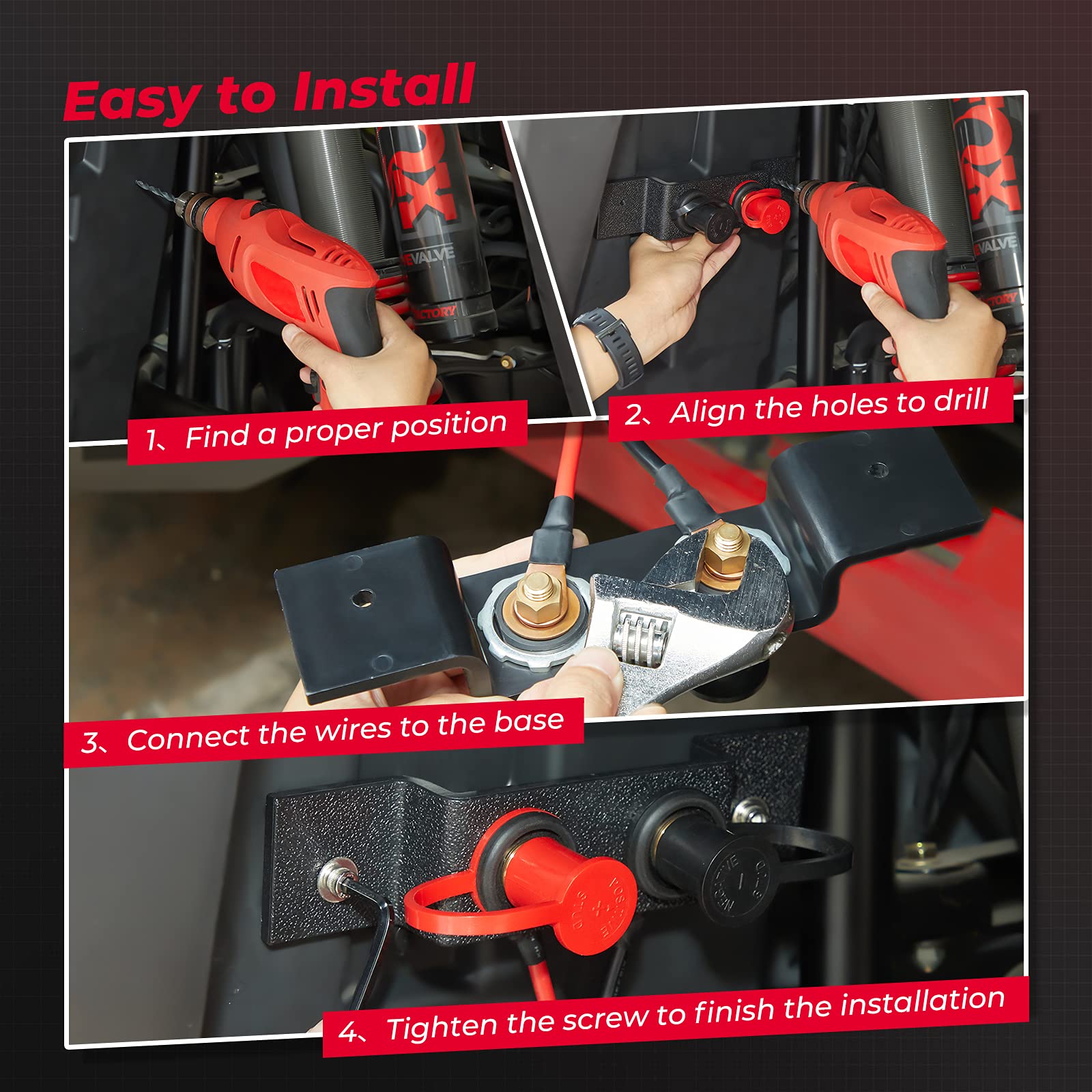 Photo of Universal Battery Jump Post Starter Terminal Relocation Kit for Can-Am Maverick X3, Polaris by Kemimoto - Premium for UTVs / Side by Sides