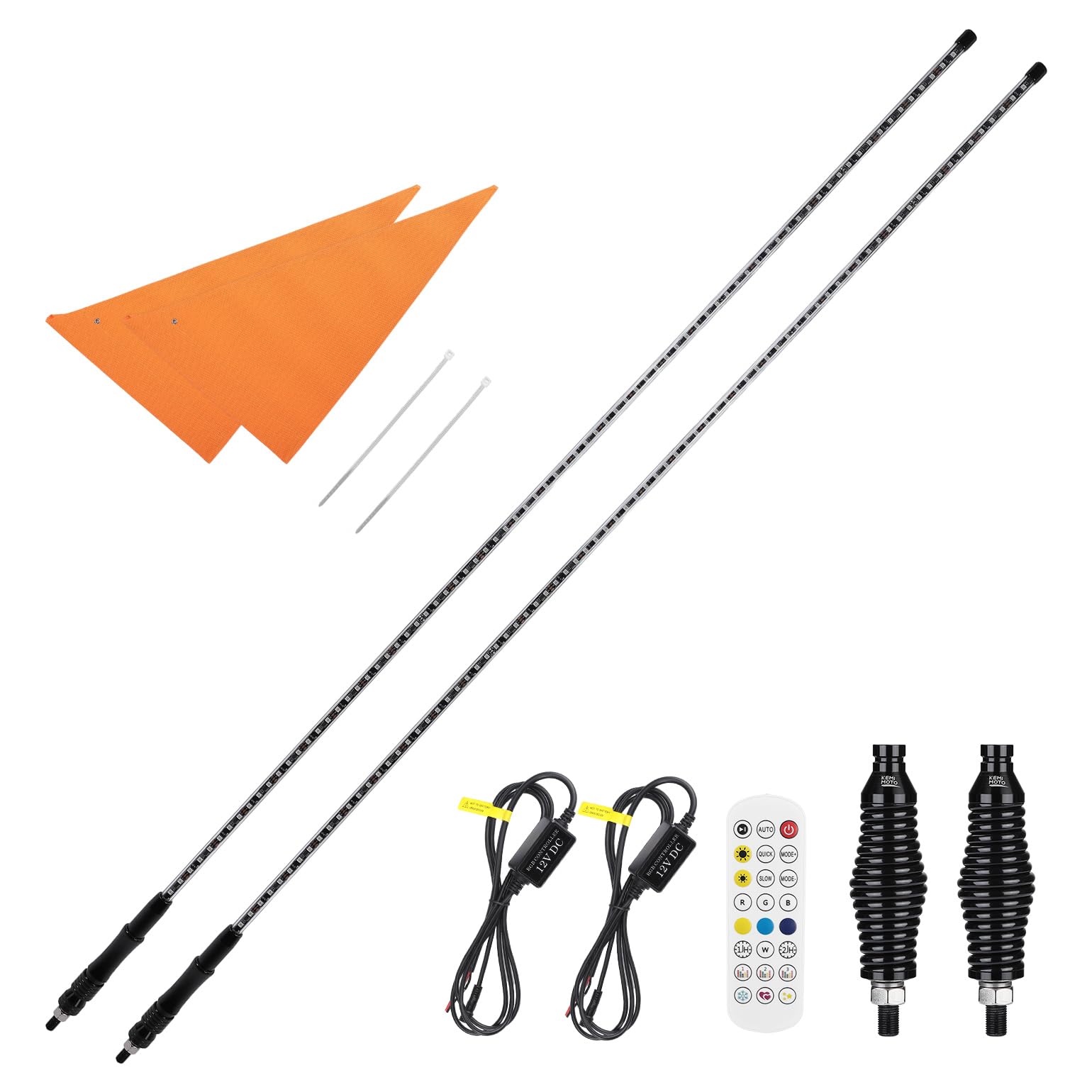 Photo of LED Whip Lights for ATV/UTV/RZR (5FT & RGB - 2Pcs) by Kemimoto - Premium for UTVs / Side by Sides