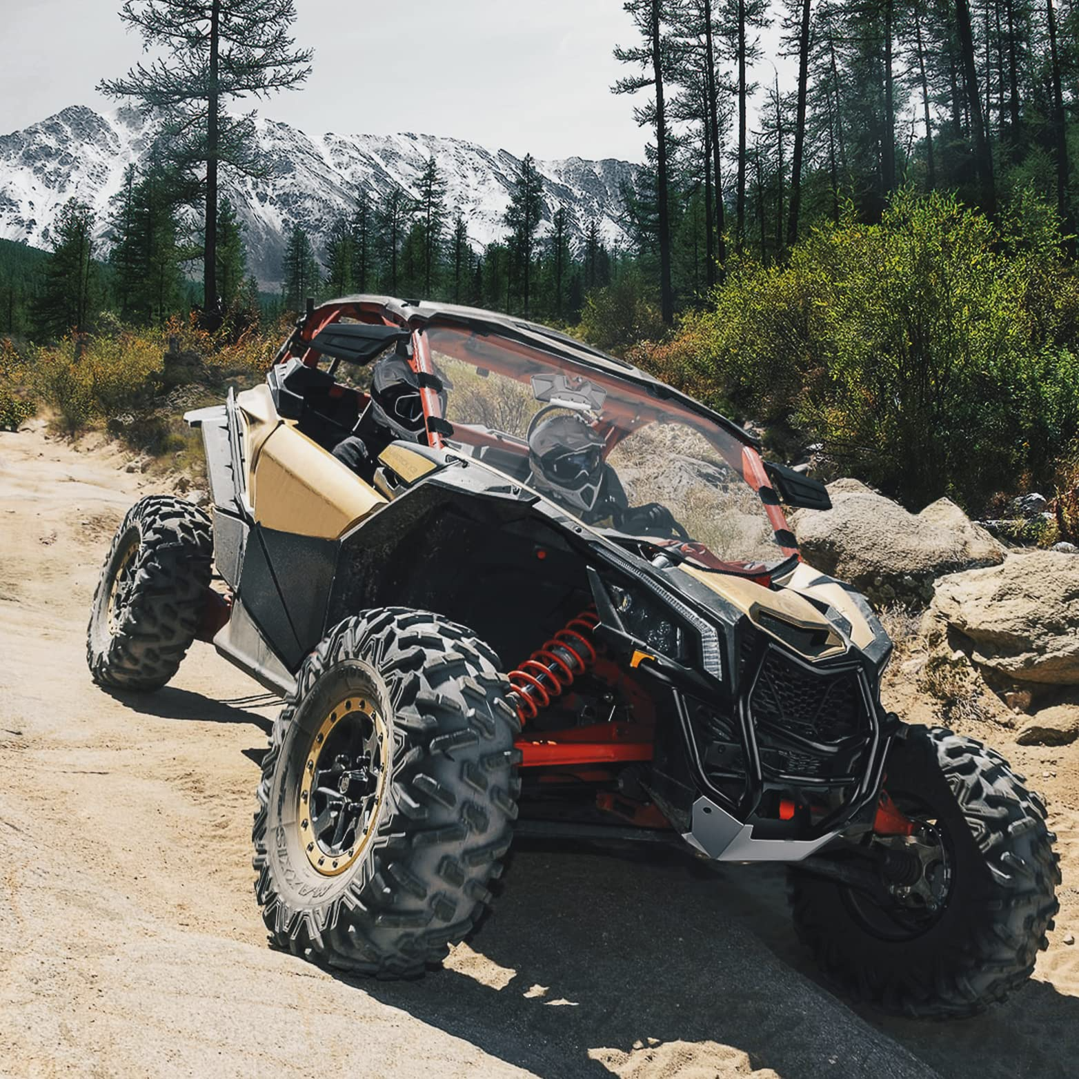 Photo of LED Rear Mirror w/Interior Lights for Can-Am Maverick X3 / X3 MAX by Kemimoto - Premium for UTVs / Side by Sides