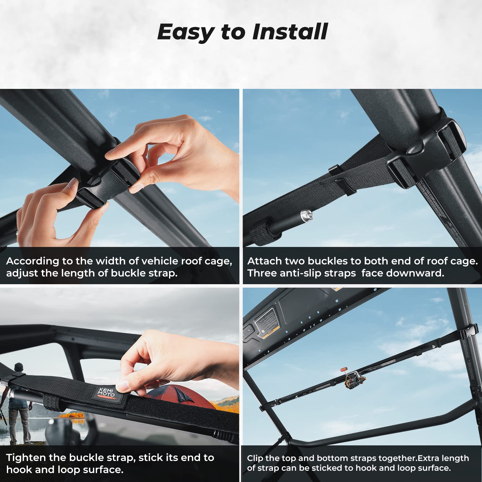 Photo of Universal Fishing Rod Holder Adjustable Length 47"-60" by Kemimoto - Premium for UTVs / Side by Sides