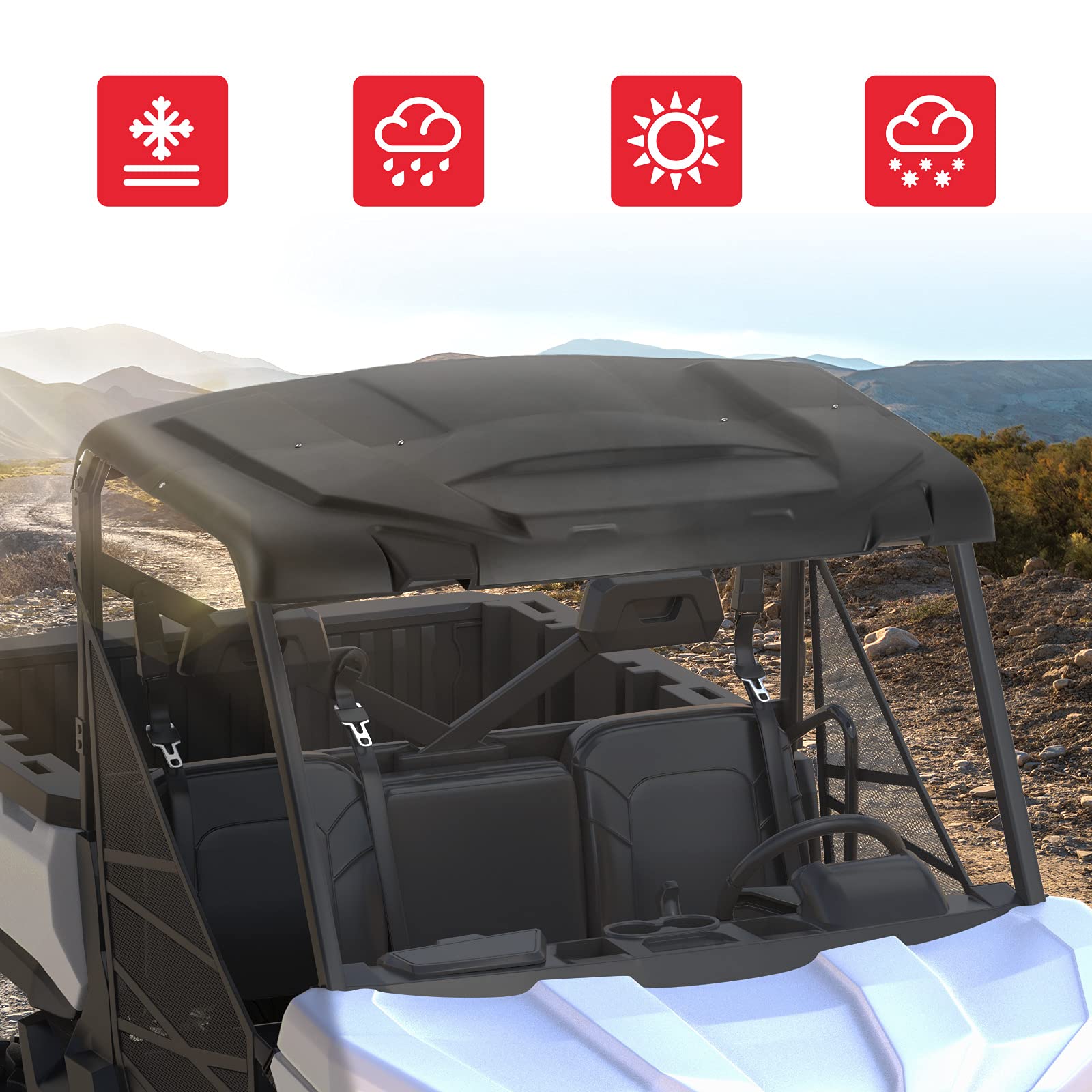 Photo of Hard Roof Top Plastic for Can Am Defender HD5/7/8/9/10 by Kemimoto - Premium for UTVs / Side by Sides