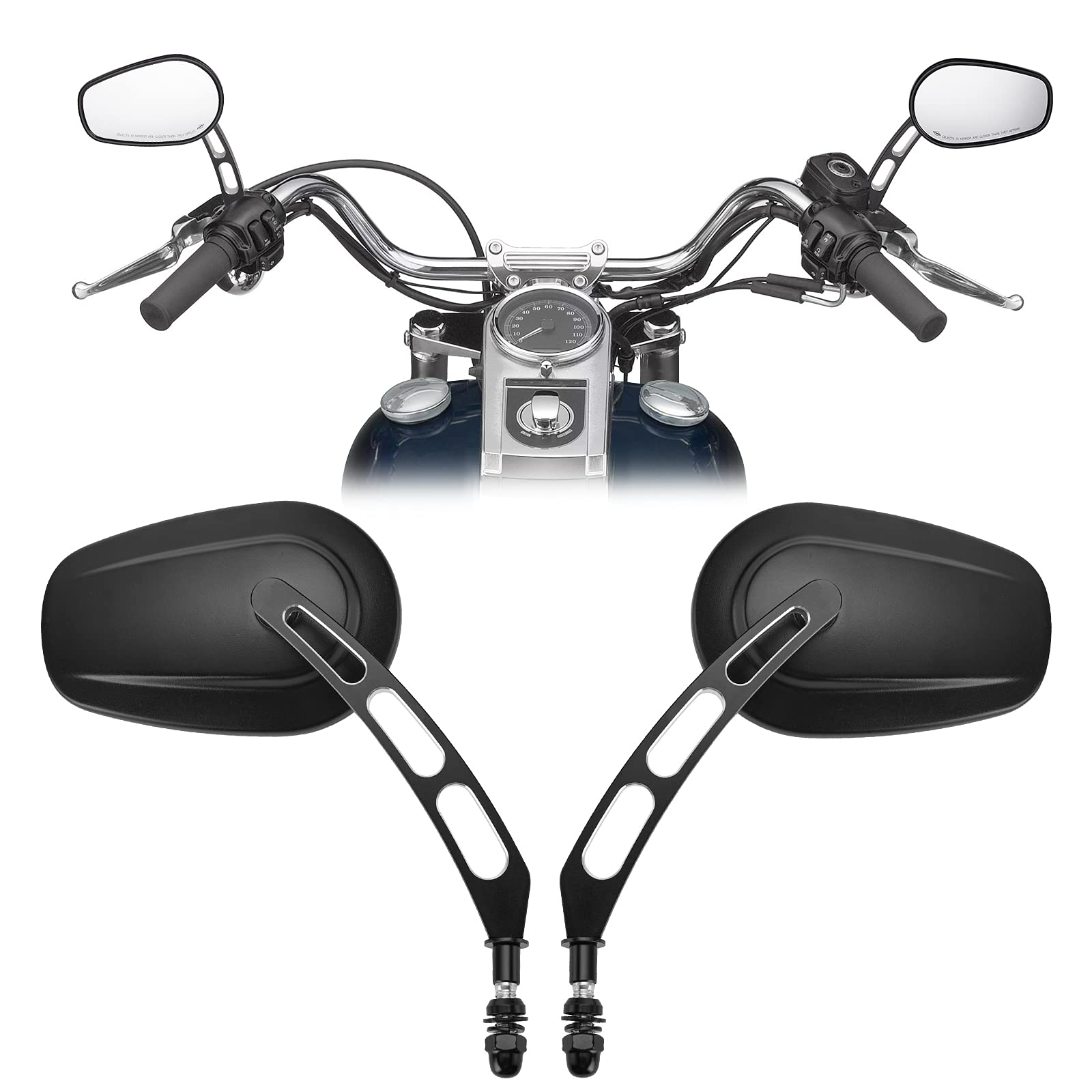 Photo of Side Rear View Mirrors with M8 Thread for Harley by Kemimoto - Premium for UTVs / Side by Sides