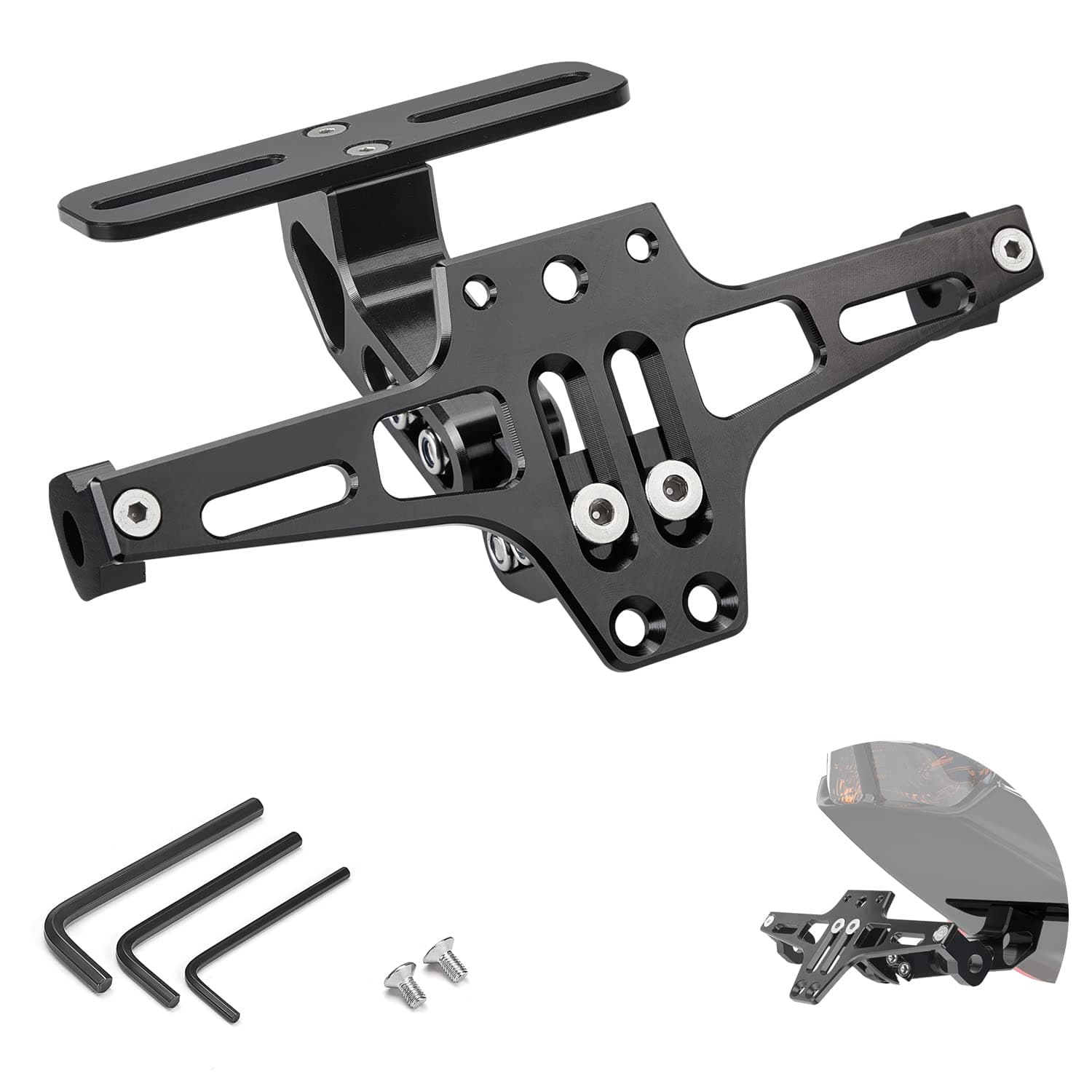 Photo of Motorcycle License Plate Bracket Fender Eliminator Kit by Kemimoto - Premium for UTVs / Side by Sides