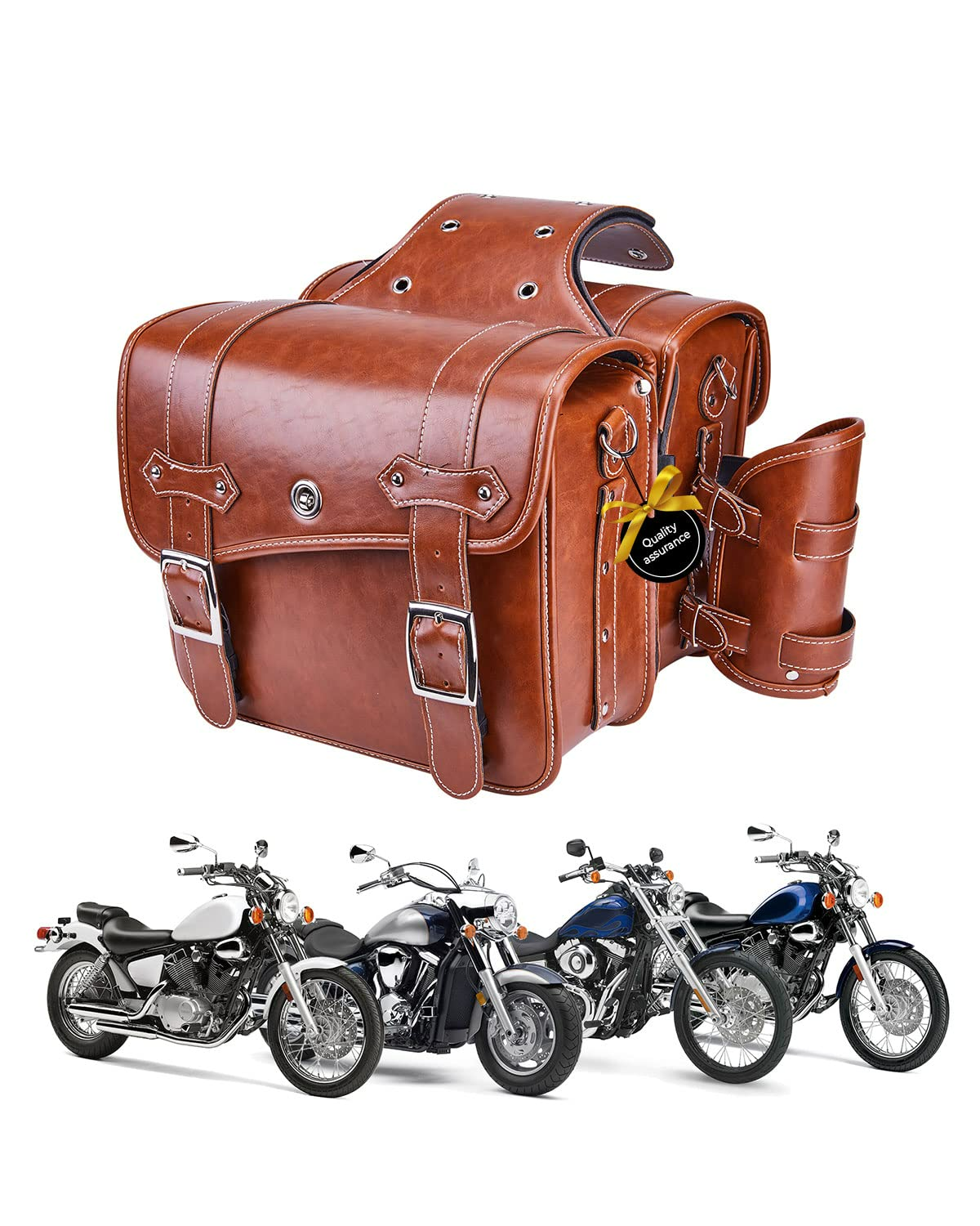 Photo of Motorcycle PU Leather Saddlebag for Softail Dyna Road King V-star Shadow by Kemimoto - Premium for UTVs / Side by Sides
