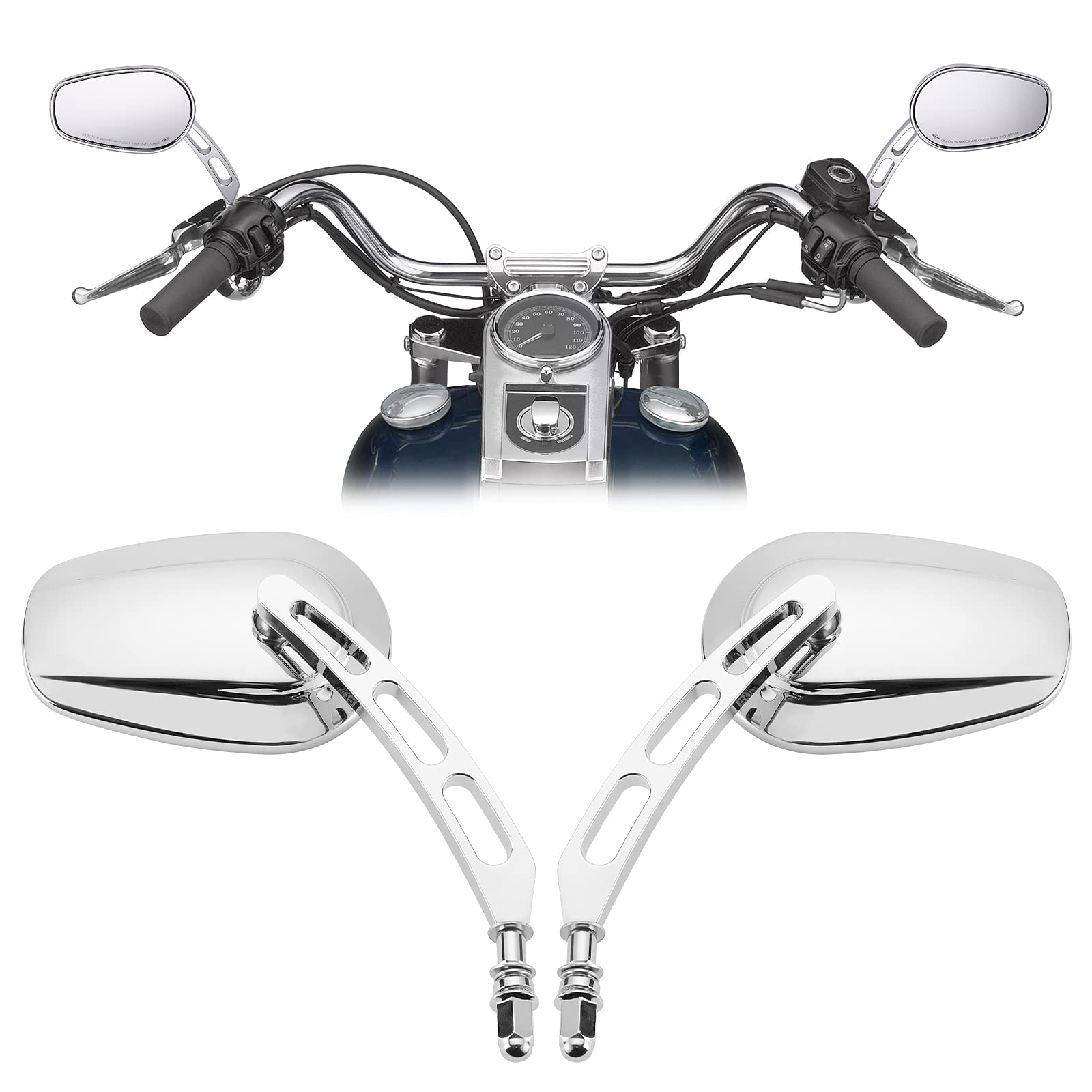 Photo of Side Rear View Mirrors with M8 Thread for Harley by Kemimoto - Premium for UTVs / Side by Sides
