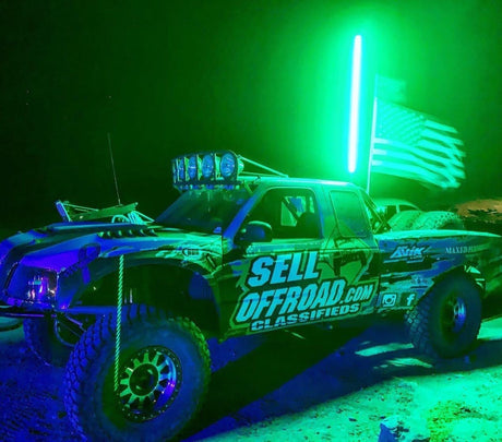 Photo of 5' RGB Multicolor Lighted Whip With Quick Release Base & Remote by GGLighting - Premium Lighted Whips for UTVs / Side by Sides