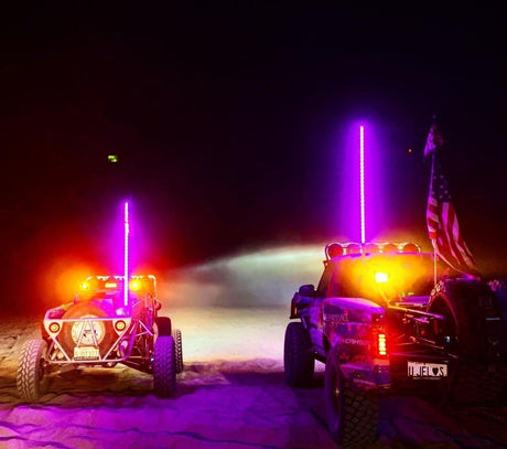 Photo of 5' RGB Multicolor Lighted Whip With Quick Release Base & Remote by GGLighting - Premium Lighted Whips for UTVs / Side by Sides