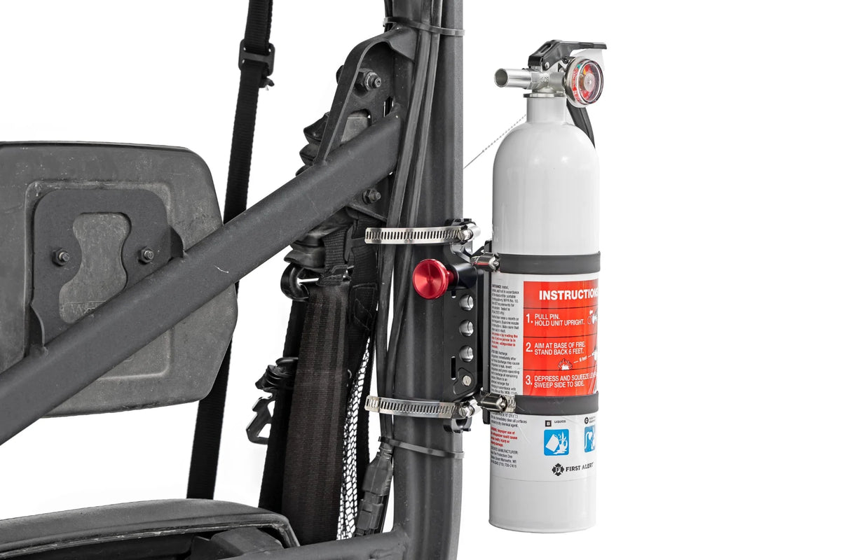 Photo of Quick-Release Fire Extinguisher Mount - Universal Roll Bar & Flat Surface Mount by Savage UTV - Premium Fire Extinguishers & Mounts for UTVs / Side by Sides