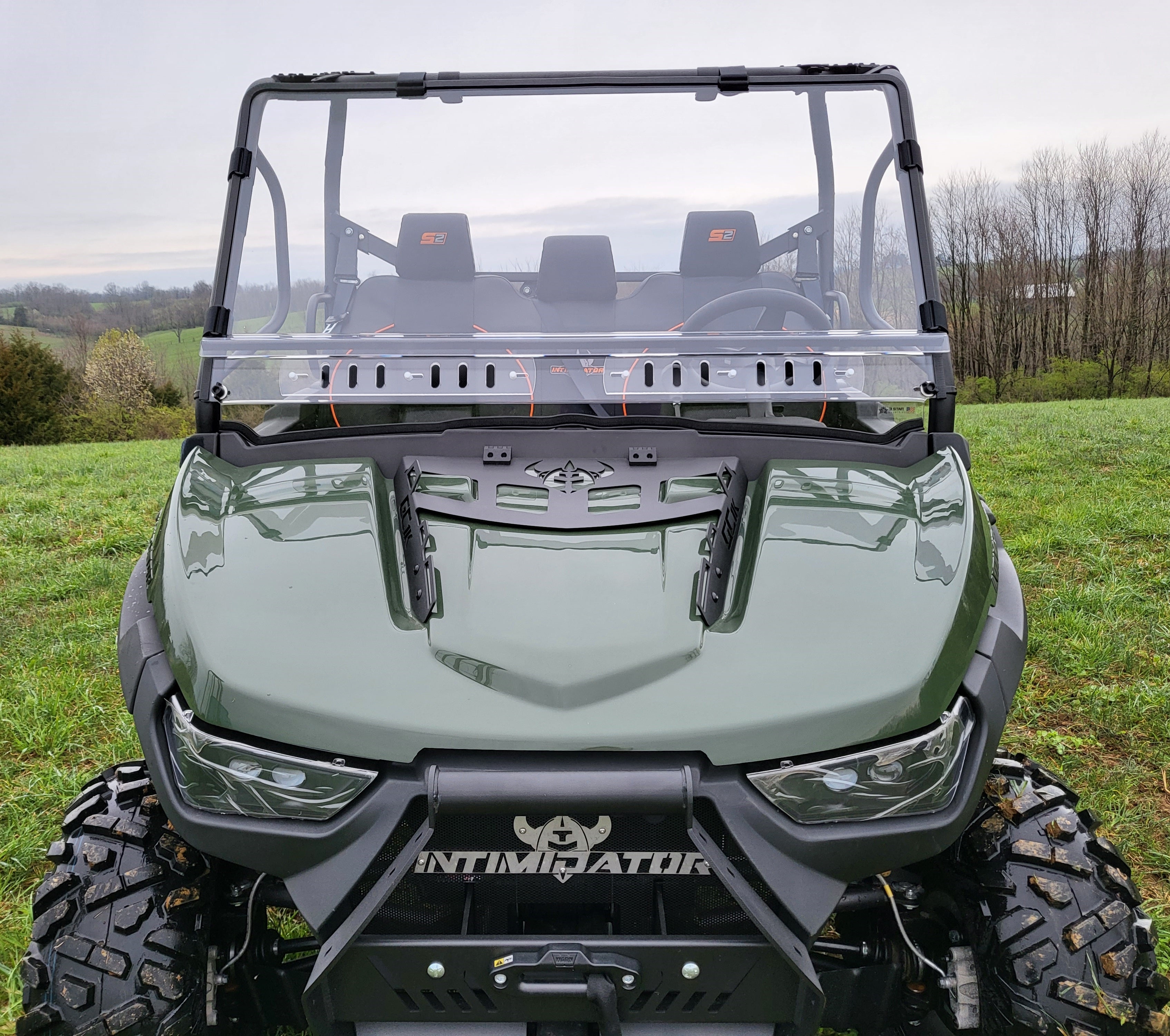 Photo of Intimidator GC1K 3-Seater - 2 Pc Windshield with Vent, Clamp, and Hard Coat Options by 3 Star UTV - Premium Windshields for UTVs / Side by Sides