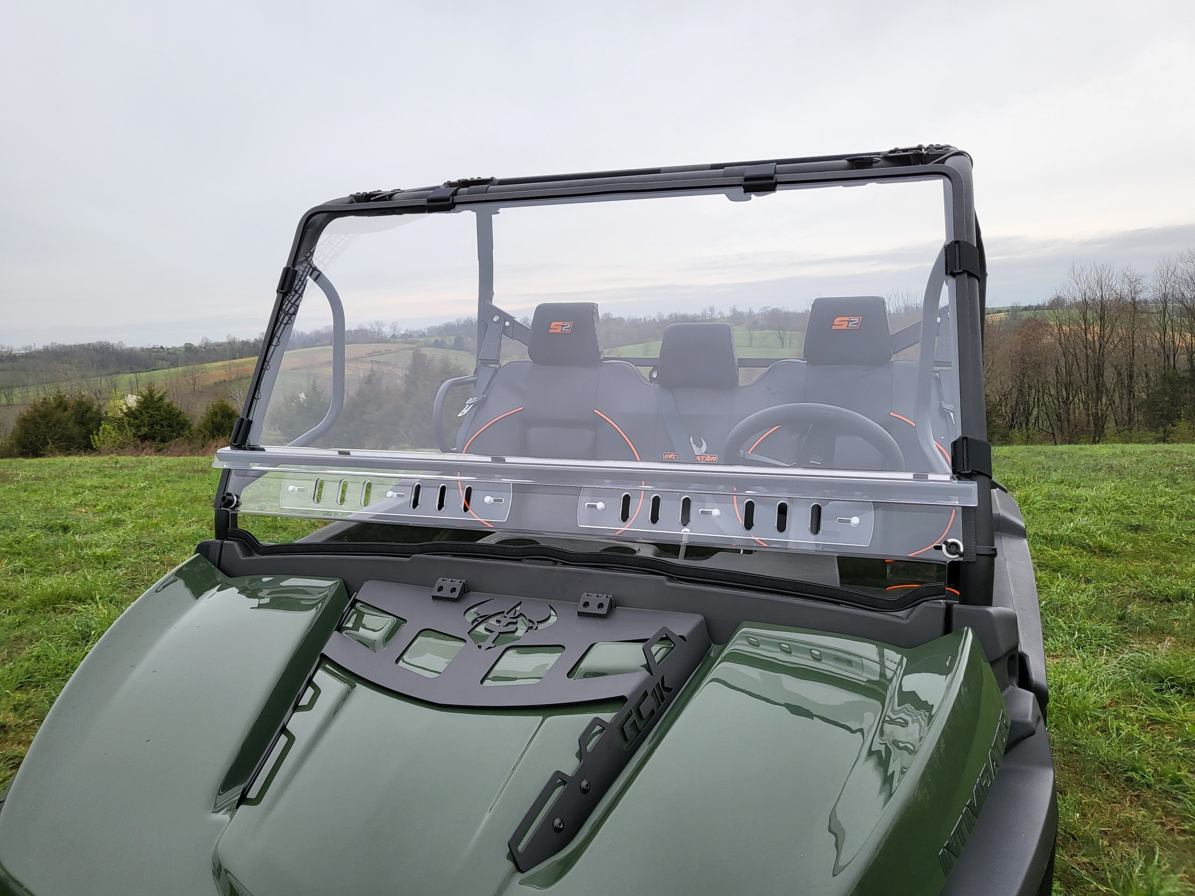 Photo of Intimidator GC1K 3-Seater - 2 Pc Windshield with Vent, Clamp, and Hard Coat Options by 3 Star UTV - Premium Windshields for UTVs / Side by Sides
