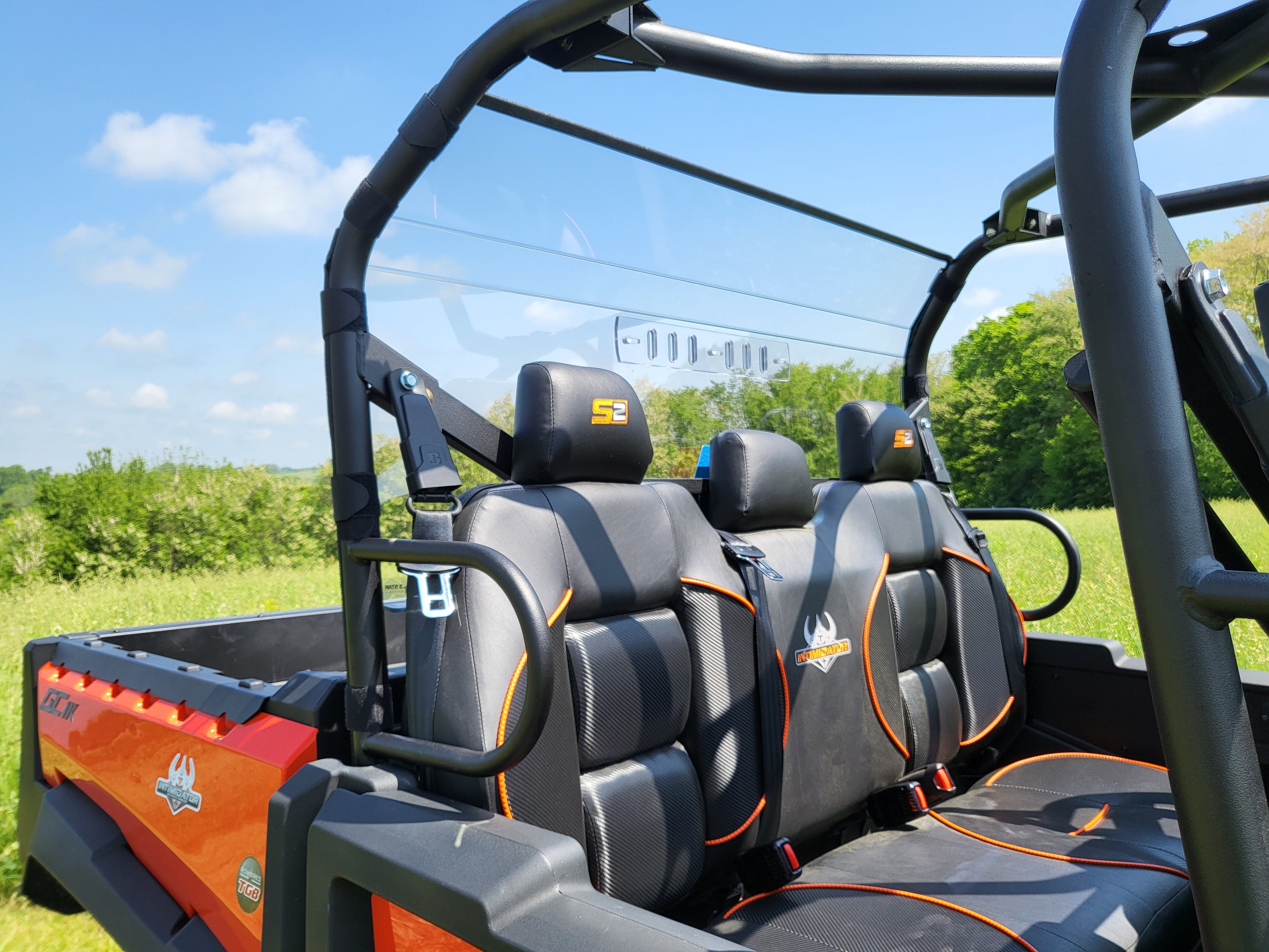 Photo of Intimidator GC1K 6-Seater - Lexan Back Panel w/Clamp and Vent Options by 3 Star UTV - Premium Windshields for UTVs / Side by Sides