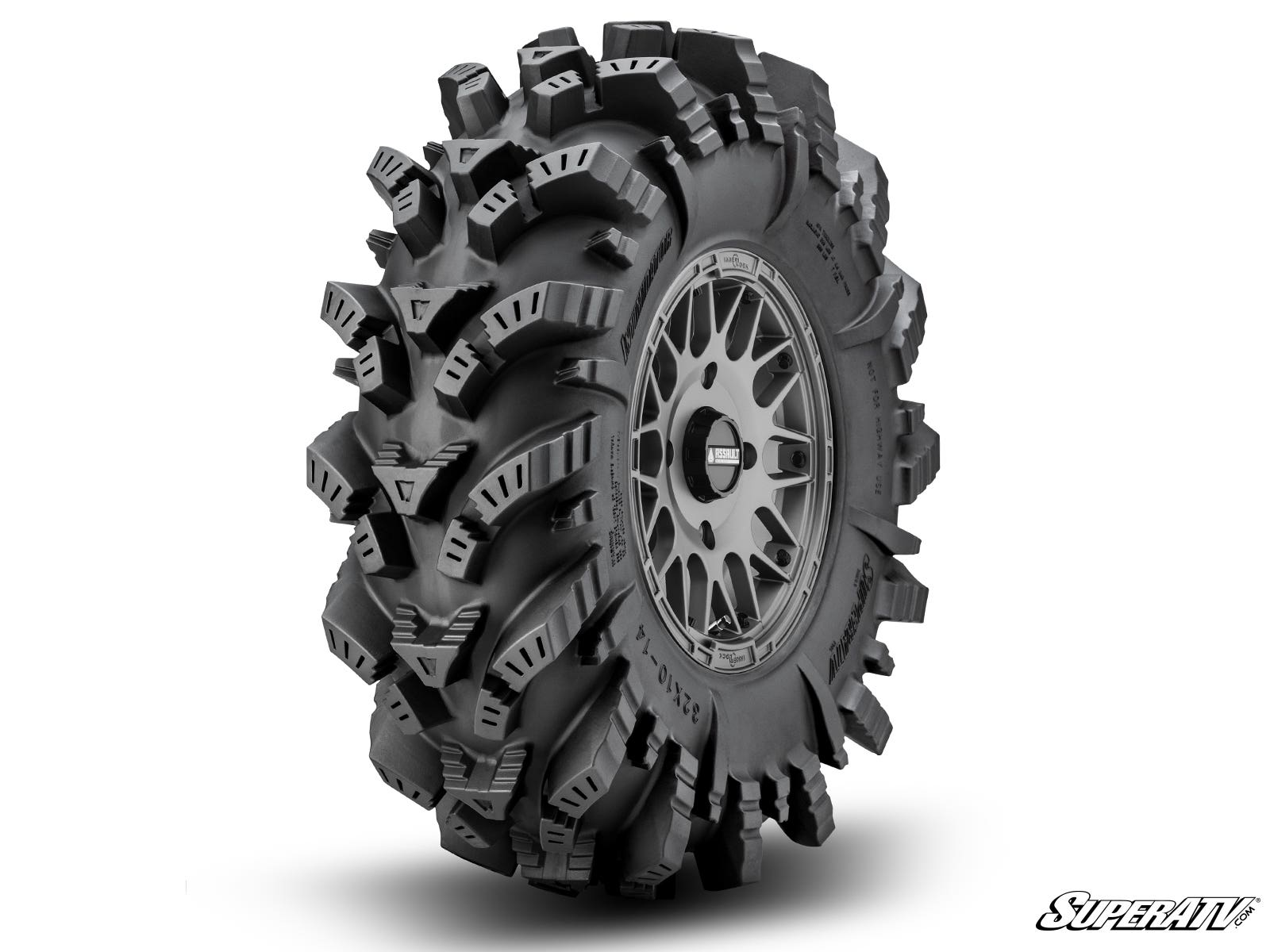 Photo of SuperATV Intimidator Tires 34x10x15 on 15" Matte Titanium Hellfire Wheels 5/4.5 Pattern by SuperATV - Premium Wheels for UTVs / Side by Sides