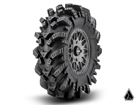 Photo of SuperATV Intimidator Tires 34x10x15 on 15" Matte Titanium Hellfire Wheels 4/156 Pattern by SuperATV - Premium Wheels for UTVs / Side by Sides