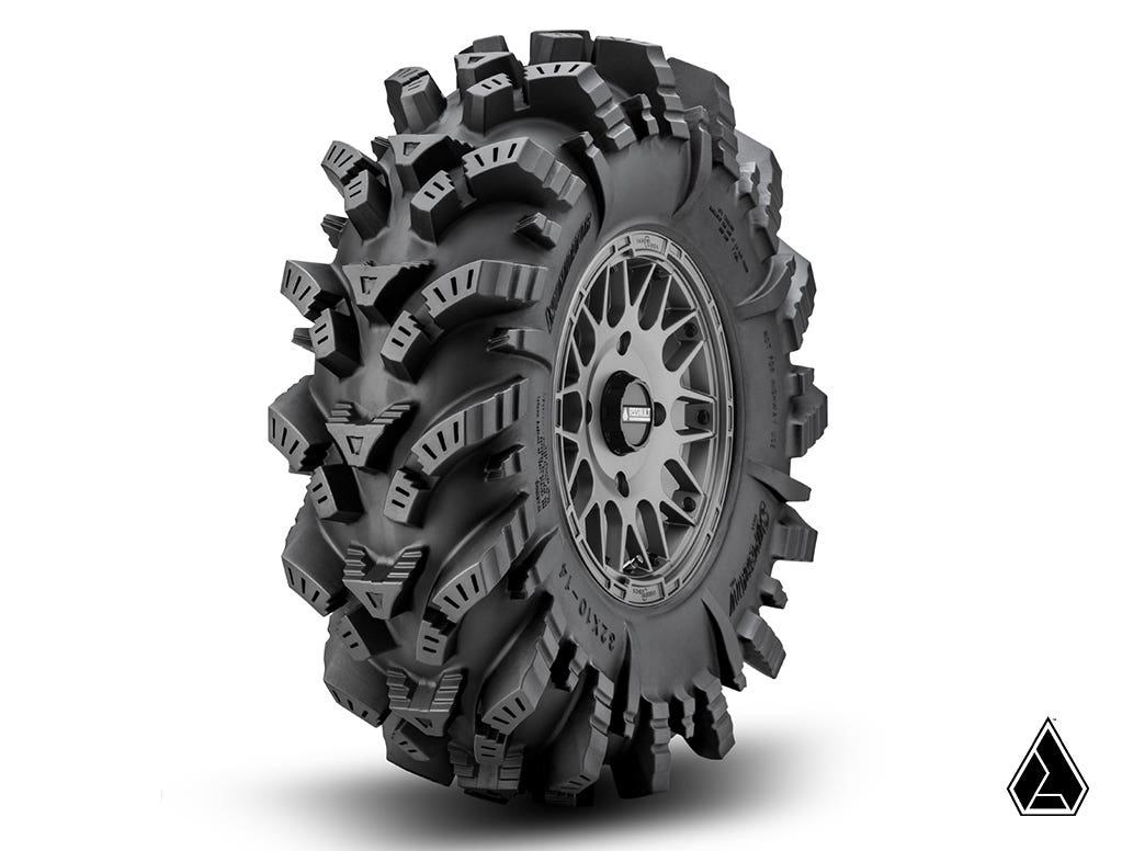 Photo of SuperATV 15" Matte Titanium Hellfire Wheels 4/136 Pattern and 34" Intimidator All-Terrain Tires by SuperATV - Premium Tires for UTVs / Side by Sides