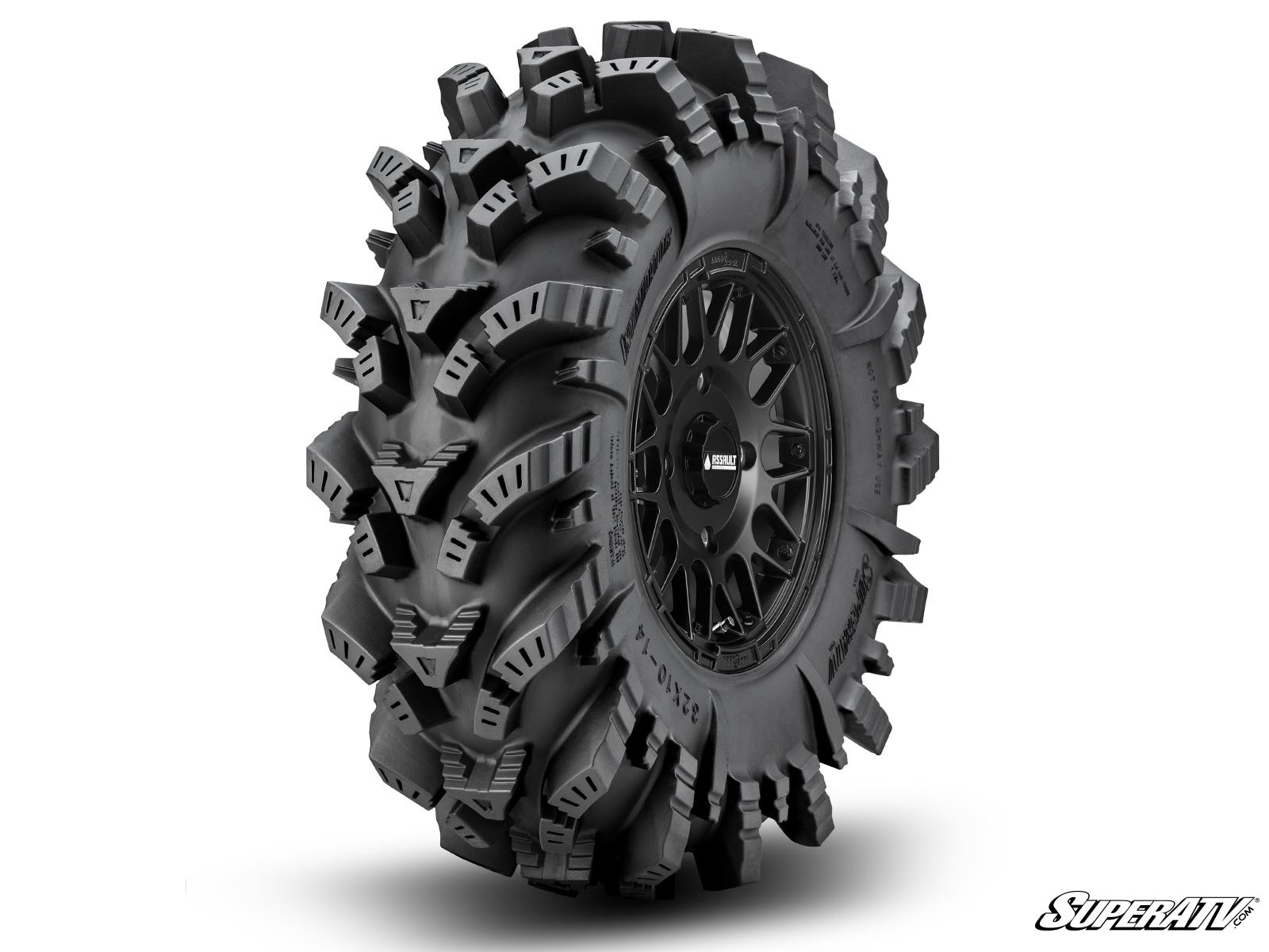 Photo of SuperATV Intimidator Tires 34x10x15 on 15" Satin Black Hellfire Wheels 5/4.5 Pattern by SuperATV - Premium Wheels for UTVs / Side by Sides
