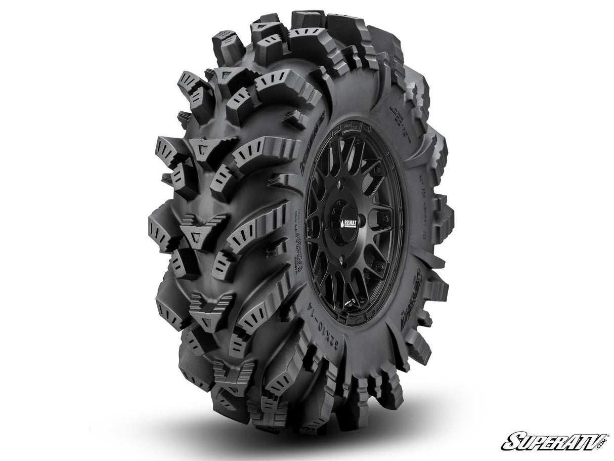 SuperATV  Intimidator Tires 34x10x15 on 15" Satin Black Hellfire Wheels 5/4.5 Pattern