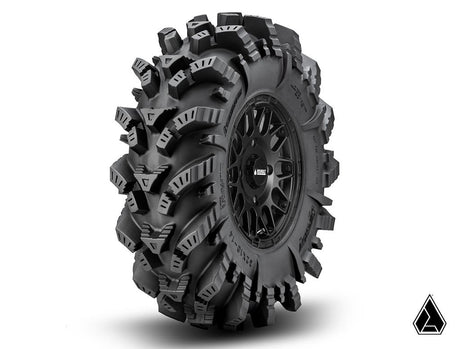 Photo of SuperATV Intimidator Tires 34x10x15 on 15" Satin Black Hellfire Wheels 4/136 Pattern by SuperATV - Premium Wheels for UTVs / Side by Sides