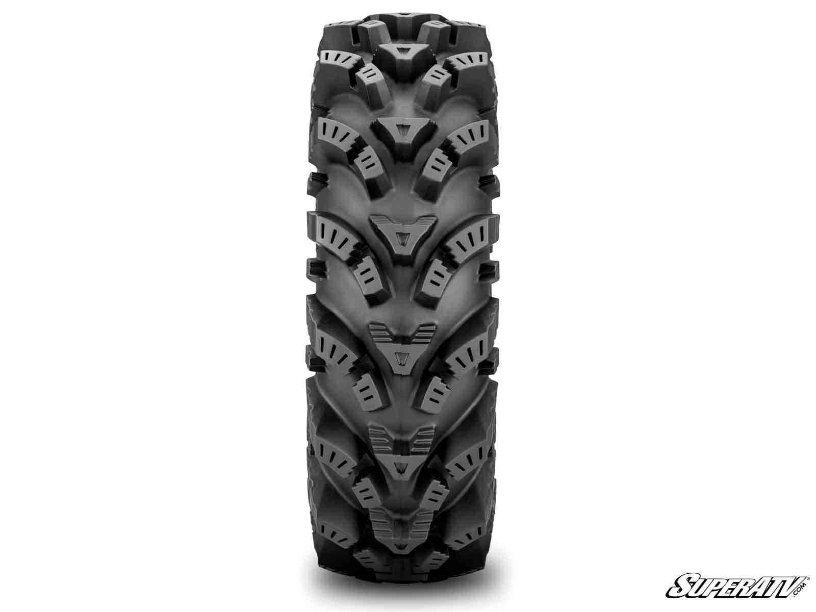 Photo of SuperATV 15" Matte Titanium Hellfire Wheels 4/136 Pattern and 34" Intimidator All-Terrain Tires by SuperATV - Premium Tires for UTVs / Side by Sides