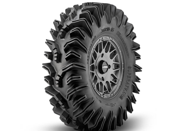 Intimidator Tires 34x10x15 on 15in. Matte Titanium Hellfire Wheels 4/156 Pattern