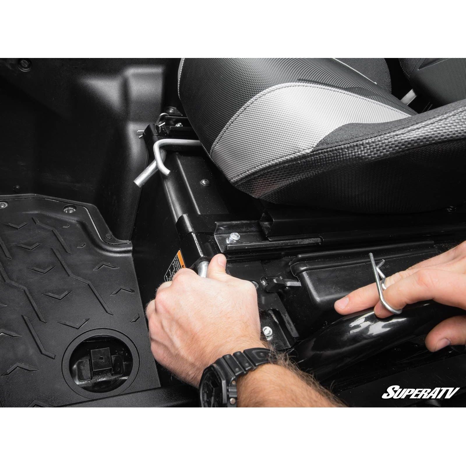 Photo of Kawasaki KRX Flip-Up Seat Base by SuperATV - Premium Seats & Accessories for UTVs / Side by Sides