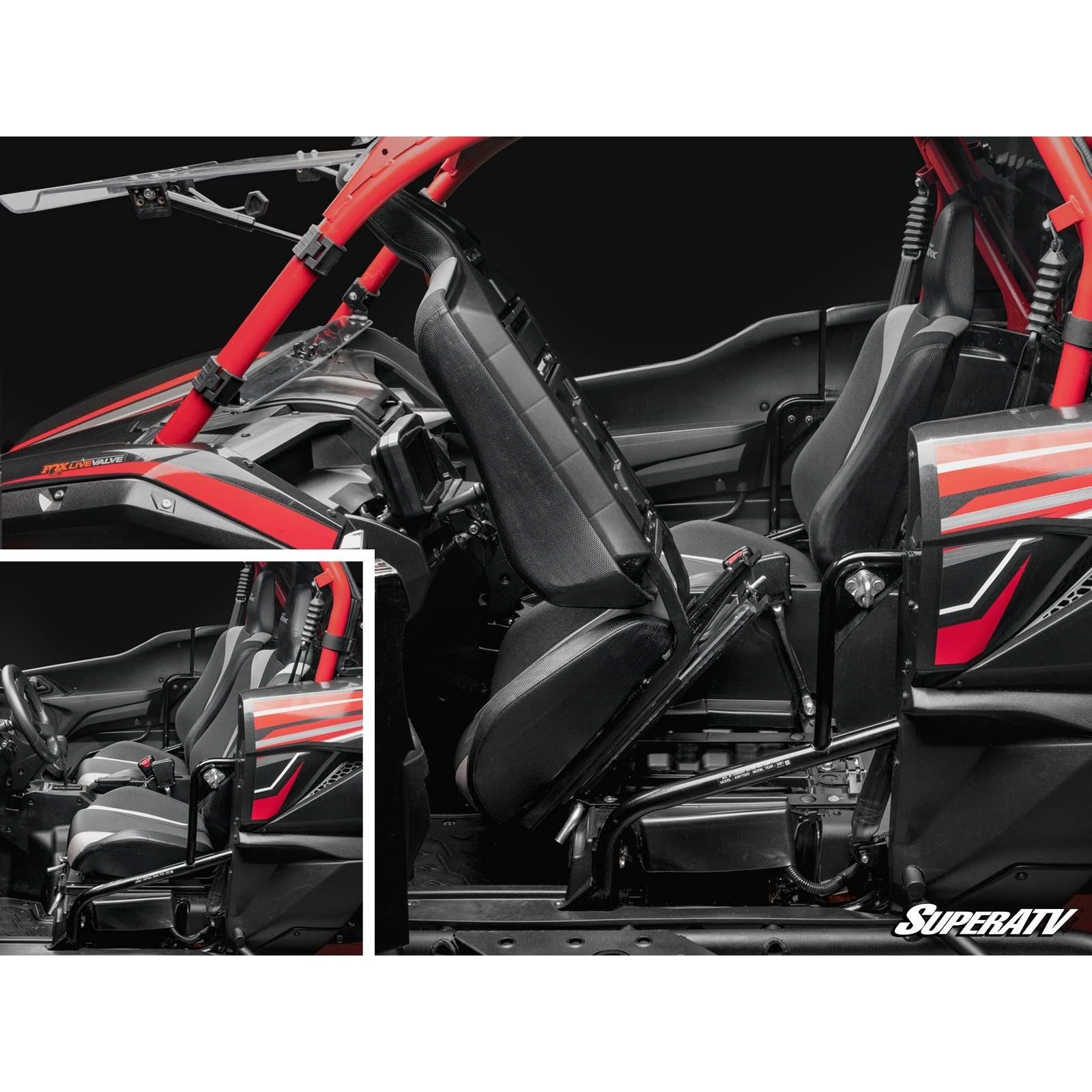 Photo of Kawasaki KRX Flip-Up Seat Base by SuperATV - Premium Seats & Accessories for UTVs / Side by Sides